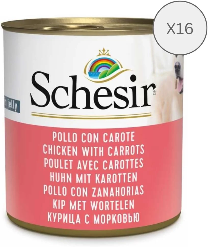 غذای مرطوب سگ شسیر - مرغ با هویج ۲۸۵ گرمی - بسته ۱۶ عددی