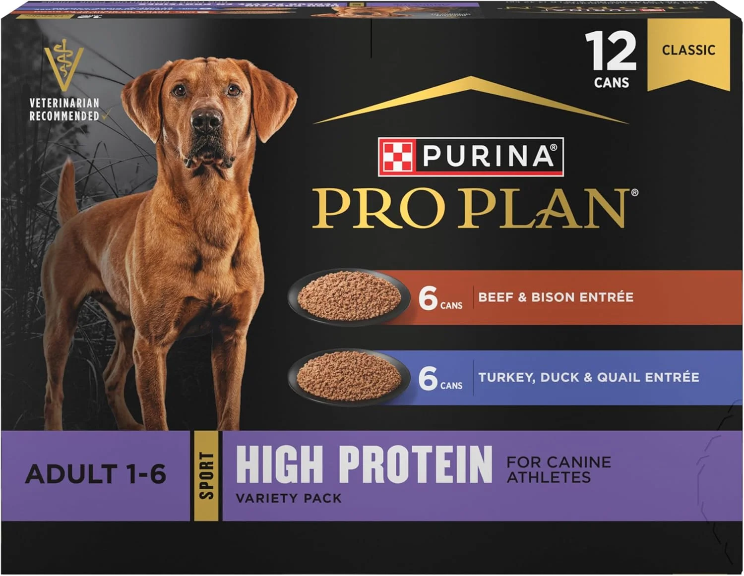پک متنوع غذای مرطوب سگ با پروتئین بالا Purina Pro Plan Sport - (12) قوطی 13 اونسی