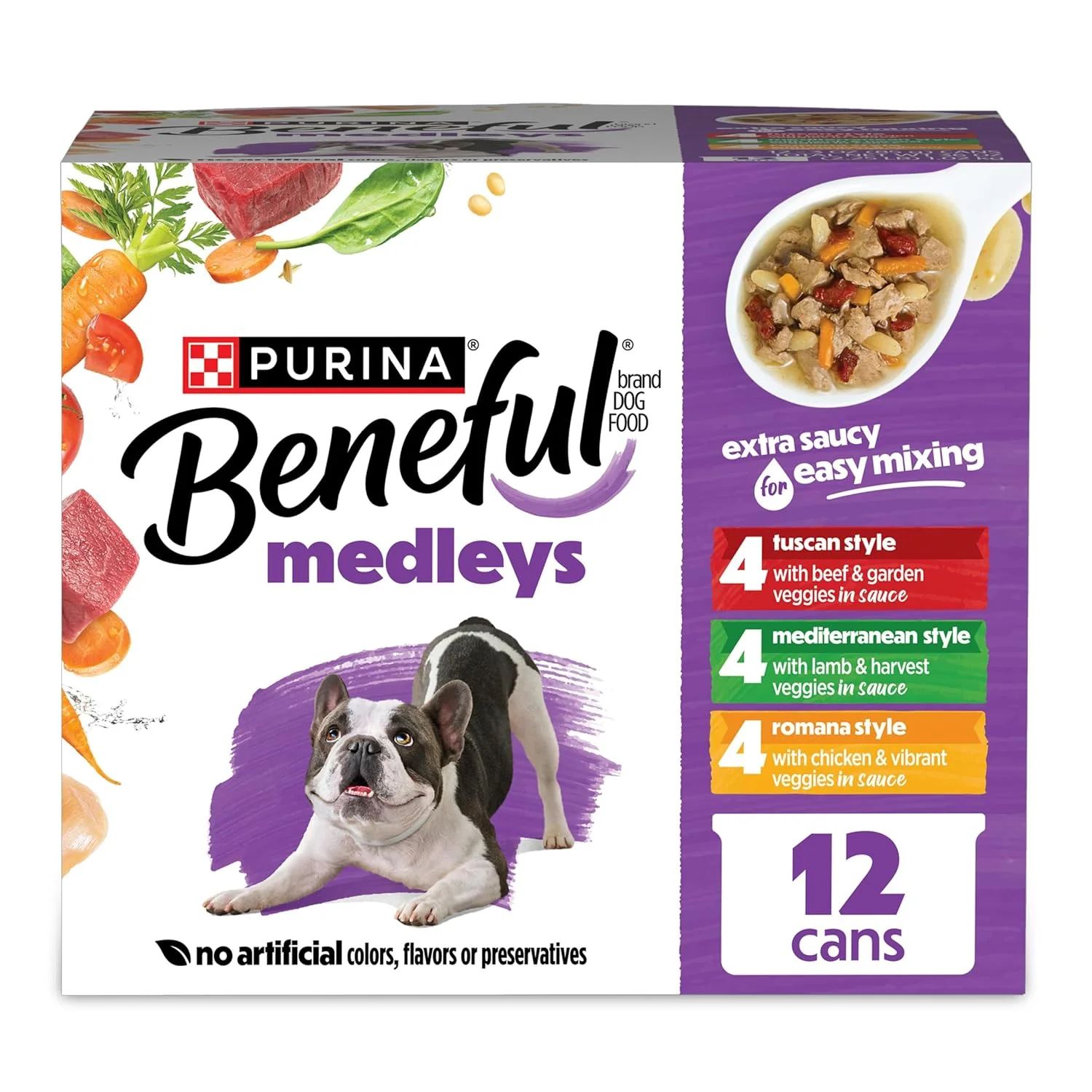 پک متنوع غذای مرطوب سگ Purina Beneful، مخلوط های سبک توسکانی، رومانا و مدیترانه ای - (2 بسته 12 تایی) قوطی های 85 گرمی پک متنوع غذای مرطوب سگ Purina Beneful، مخلوط های سبک توسکانی، رومانا و مدیترانه ای - (2 بسته 12 تایی) قوطی های 85 گرمی