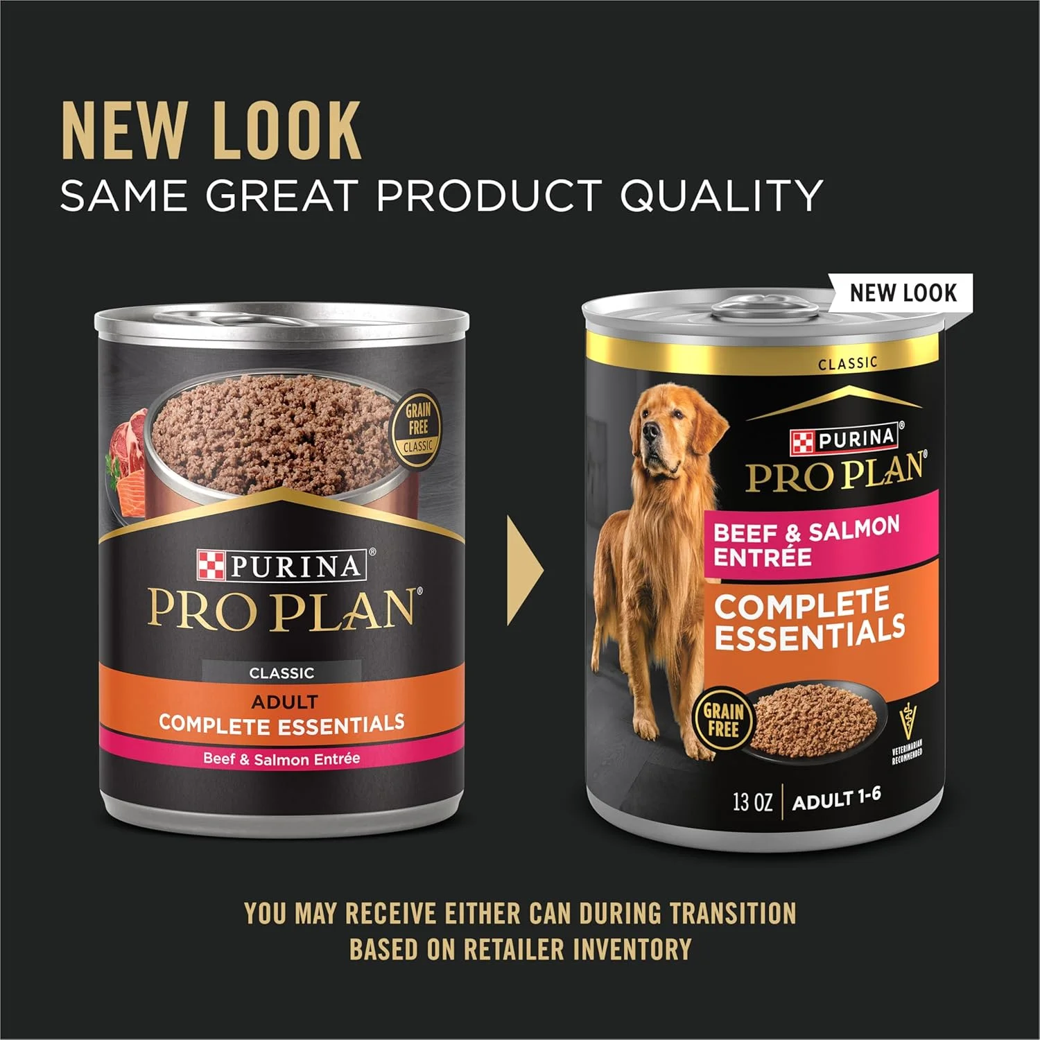 غذای مرطوب سگ بالغ بدون غلات با پروتئین بالا Purina Pro Plan، طعم گوشت گاو و ماهی سالمون - قوطی 370 گرمی