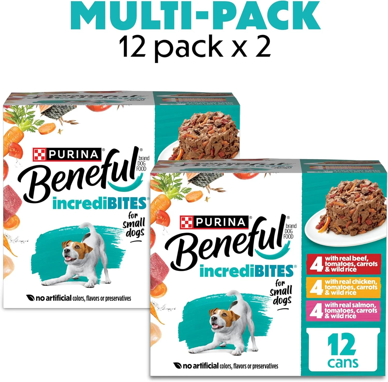 پک متنوع غذای مرطوب سگ نژاد کوچک Purina Beneful، IncrediBites - (2 بسته 12 تایی) قوطی های 85 گرمی