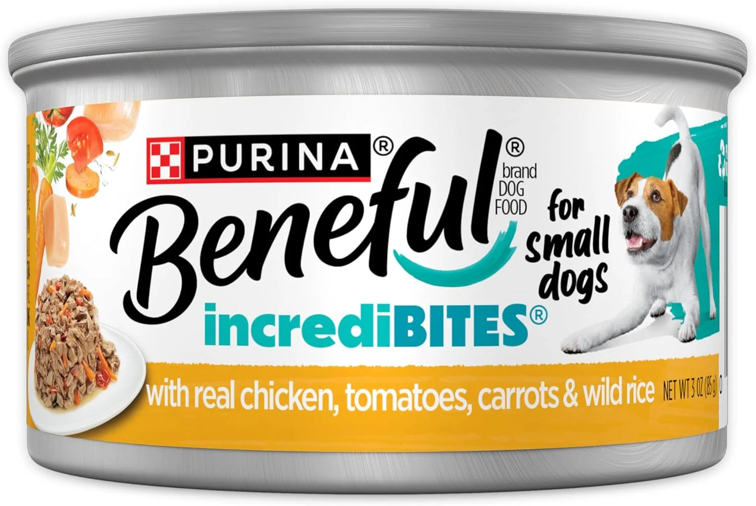 غذای مرطوب سگ نژاد کوچک با پروتئین بالا Purina Beneful، با سس گوشت، Incredibites با مرغ واقعی - (بسته 12 عددی) قوطی های 85 گرمی