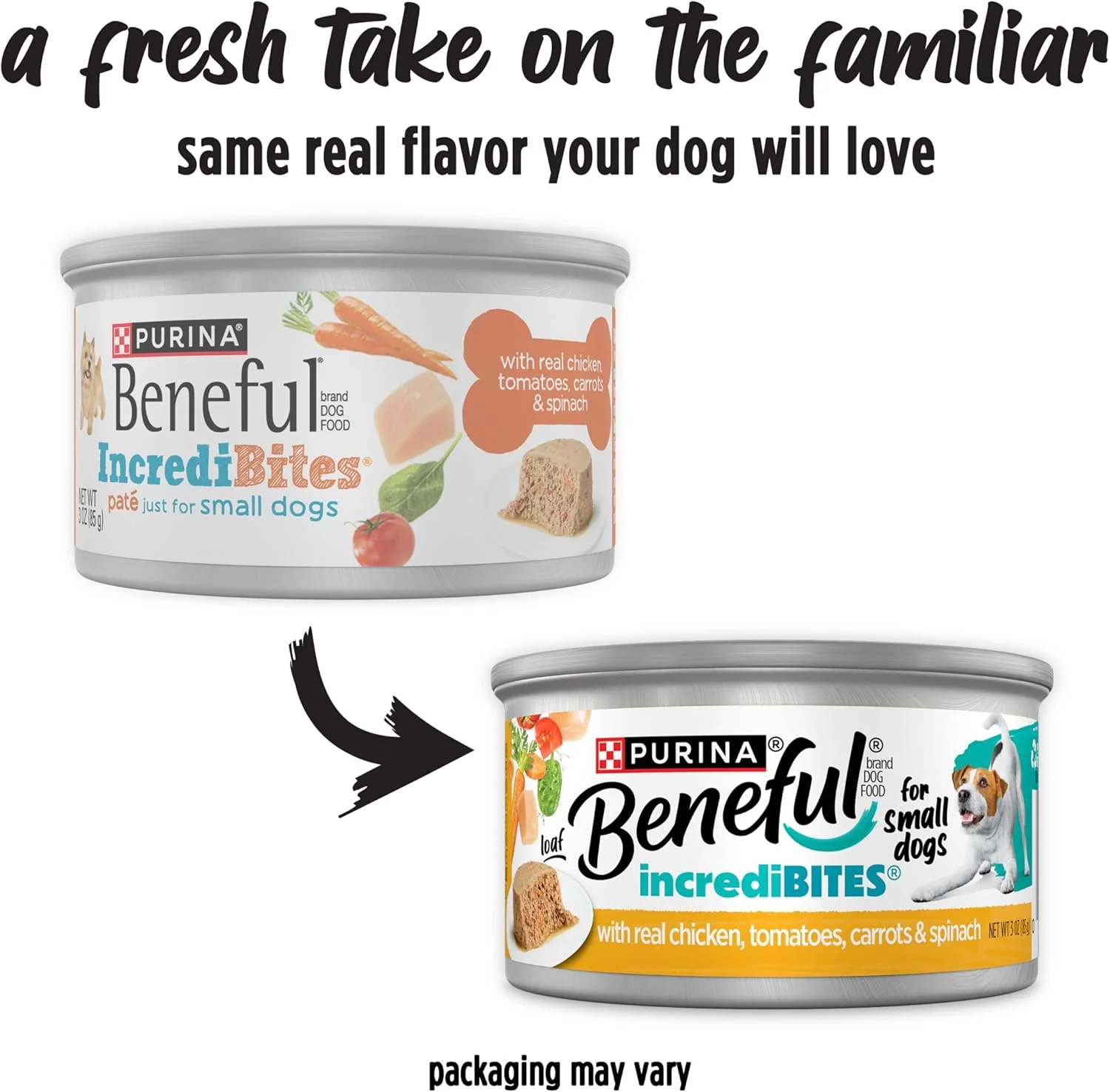 غذای مرطوب سگ نژاد کوچک Purina Beneful، دستور پخت IncrediBites Loaf با مرغ واقعی - (بسته 12 عددی) قوطی های 3 اونسی