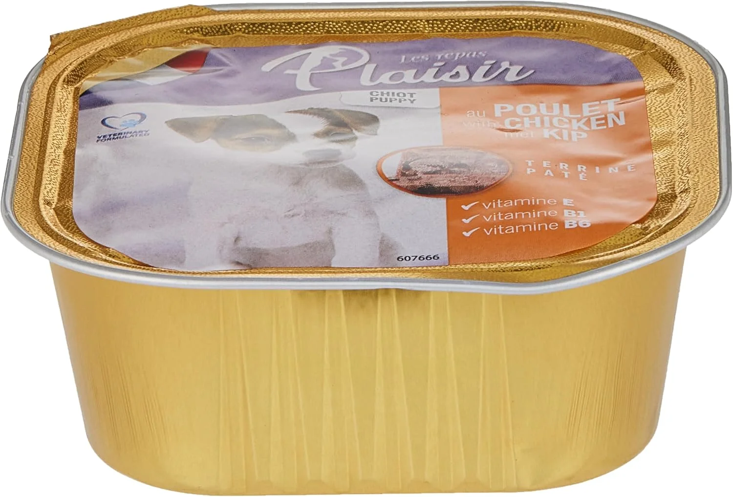 پاته توله سگ پلیزر – غذای مرطوب سگ با طعم مرغ و سبزیجات – سینی 300 گرمی – غذای کامل برای توله سگ ها