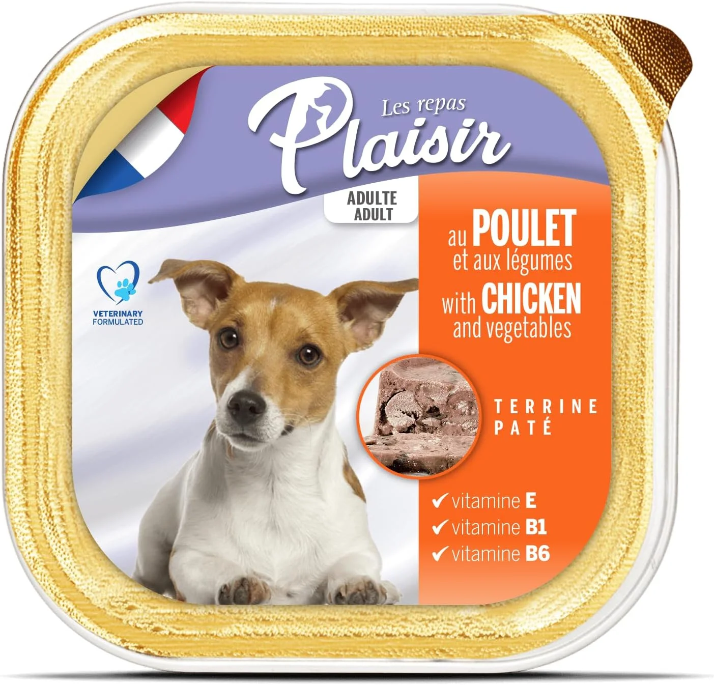 پاته لذیذ - غنی از مرغ - سینی های آلومینیومی 18x300 گرمی - غذای مرطوب سگ بالغ با تمرکز بر پروتئین