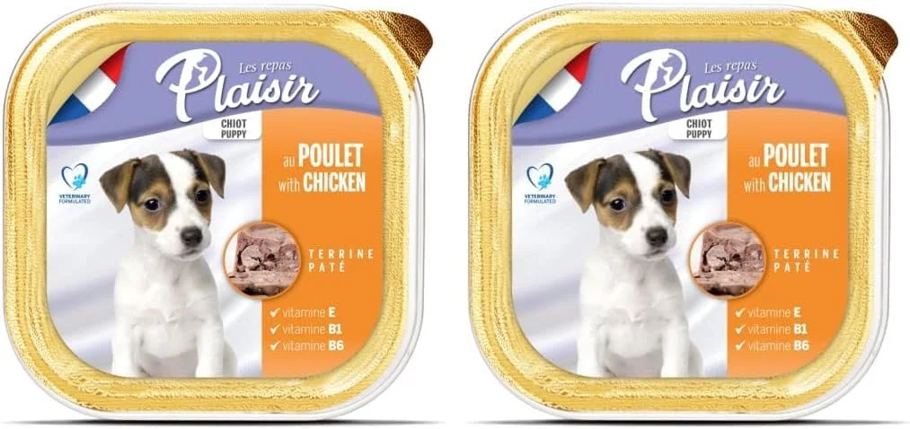 غذای مرطوب سگ پاپی پلزیر – طعم مرغ و سبزیجات – سینی 300 گرمی – غذای کامل برای توله سگ ها (بسته 2 عددی)