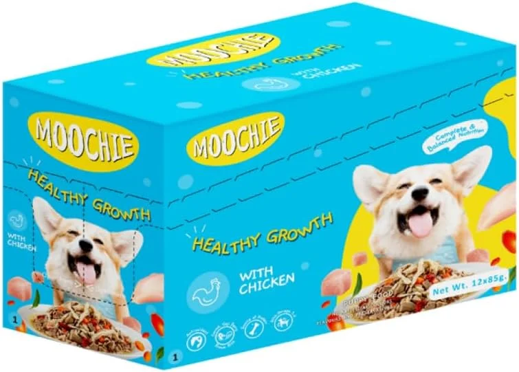 غذای مرطوب سگ پتز امپایر موچی، غذای گاوی بدون غلات، رشد سالم با مرغ، هویج، گوجی بری و برنج قهوه ای، غذای آبدار با پروتئین بالا برای سگ ها، غذای غیر گیاهی برای سگ، توله سگ (85 گرم X 12)