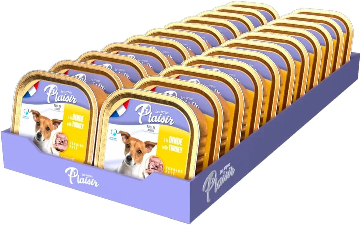 پاته سگ Plaisir - غنی از بوقلمون - 22 سینی آلومینیومی 150 گرمی - تقویت انرژی برای سگ های بالغ