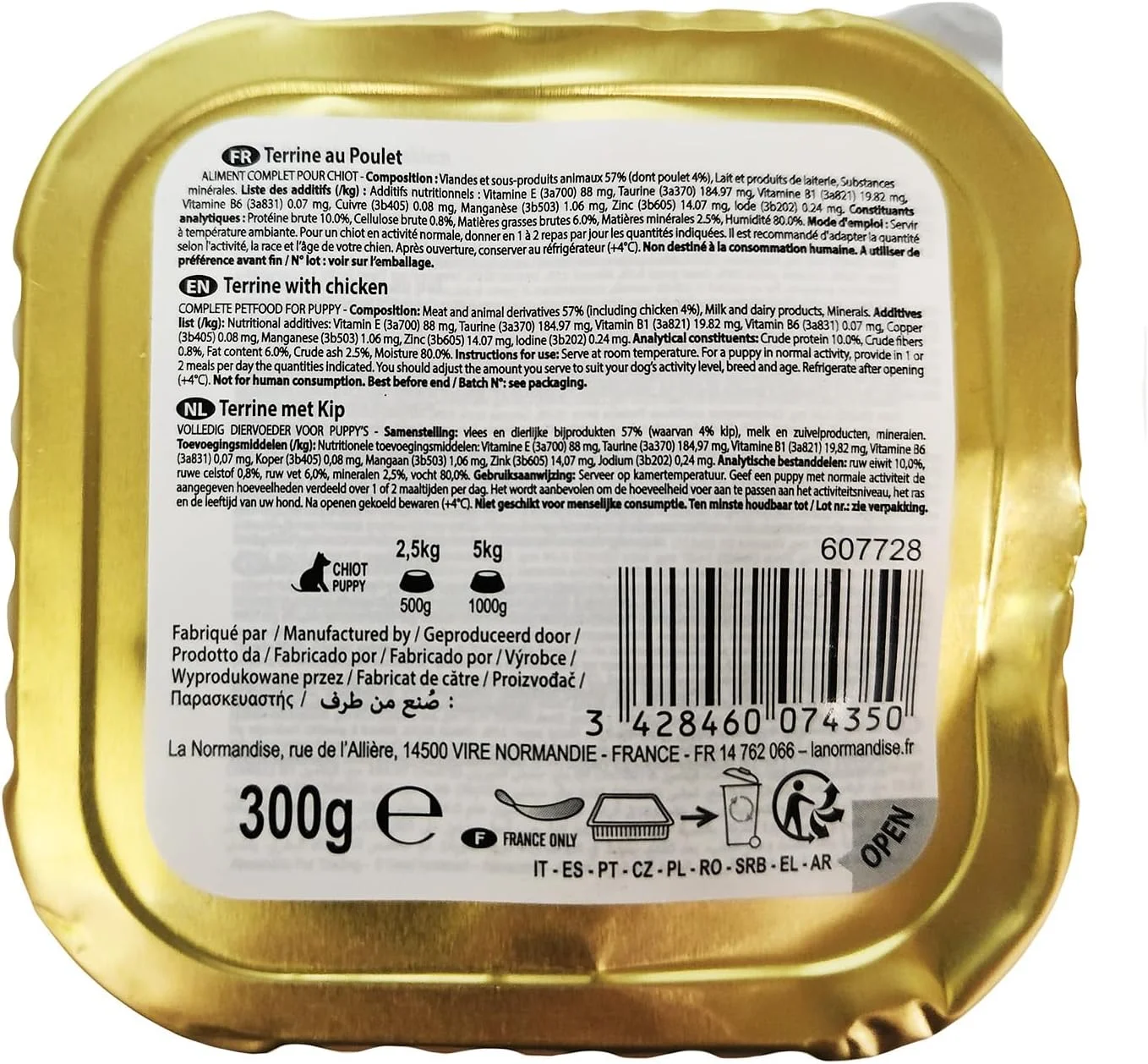 غذای مرطوب سگ پاپی پلزیر با طعم مرغ - 18 سینی آلومینیومی 300 گرمی - تغذیه برای رشد سالم