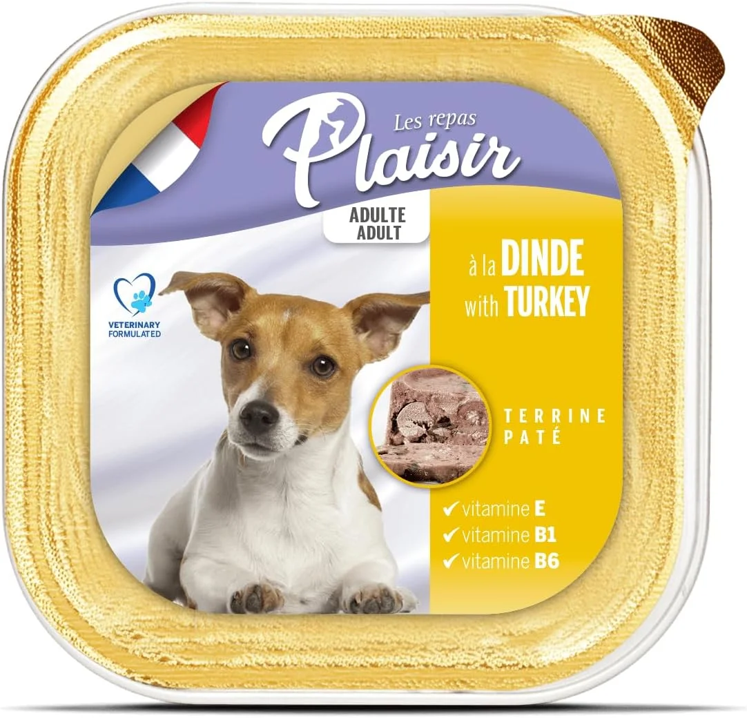 پاته سگ Plaisir - غنی از بوقلمون - 22 سینی آلومینیومی 150 گرمی - تقویت انرژی برای سگ های بالغ پاته سگ Plaisir - غنی از بوقلمون - 22 سینی آلومینیومی 150 گرمی - تقویت انرژی برای سگ های بالغ