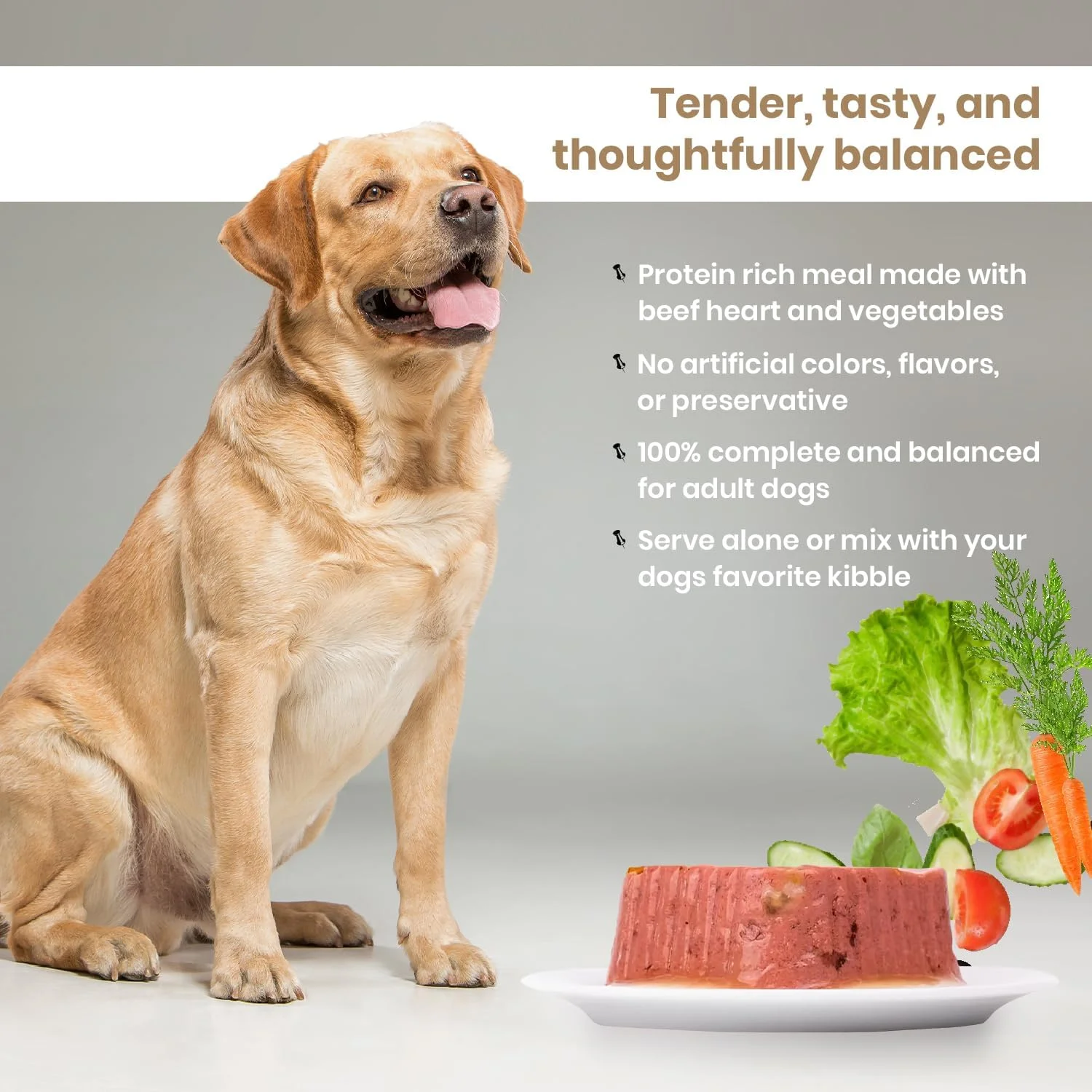 پاته لذیذ - گوشت گاو با سبزیجات - سینی های آلومینیومی 18x300 گرمی - غذای مرطوب ممتاز سگ بالغ