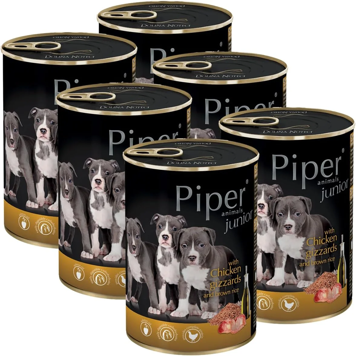 غذای سگ پایپر جونیور با سنگدان مرغ و برنج قهوه ای 6x400 گرم