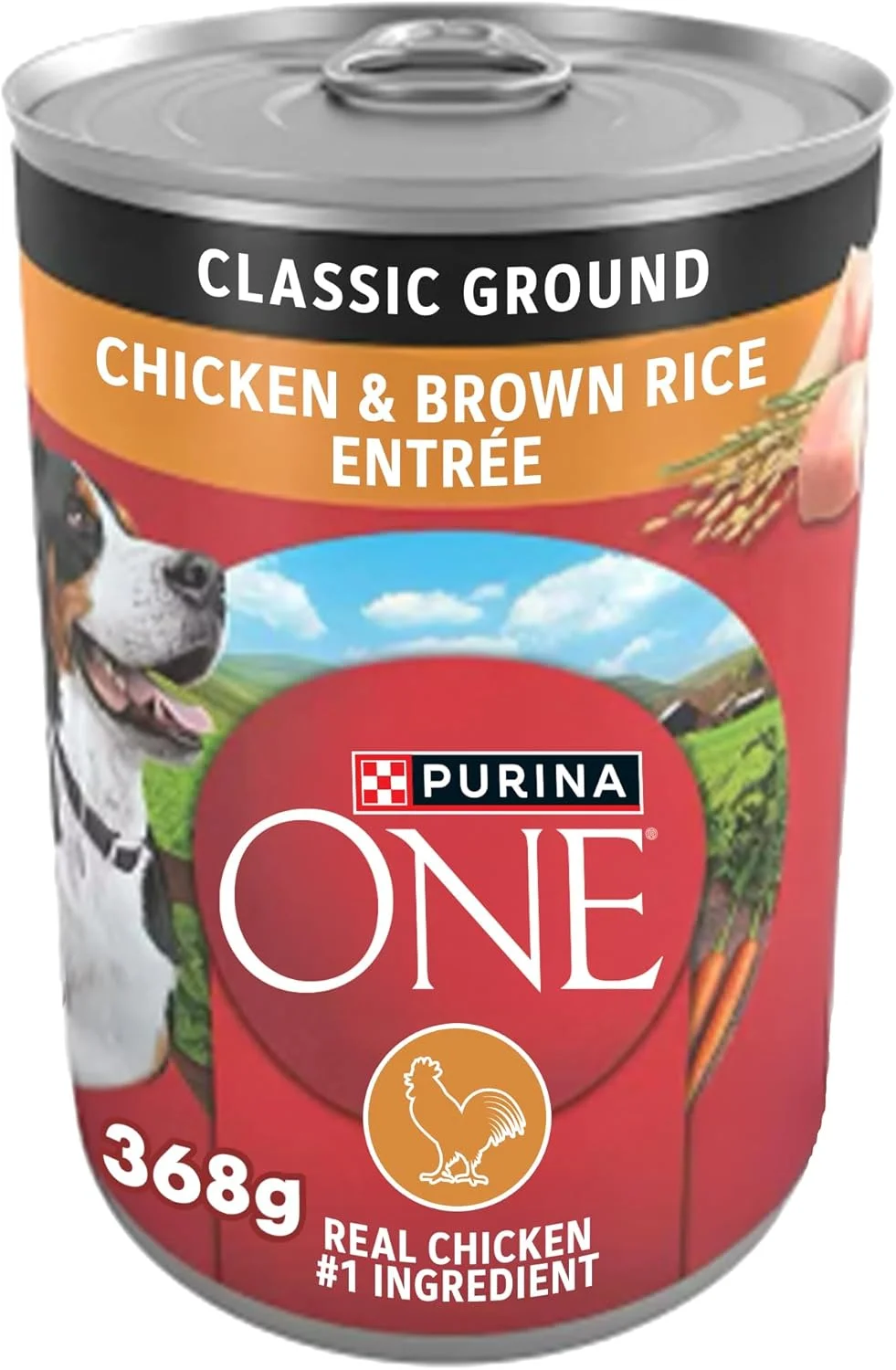 غذای مرطوب سگ با طعم مرغ و برنج قهوه ای Purina ONE SmartBlend Classic Ground (قوطی 368 گرمی)