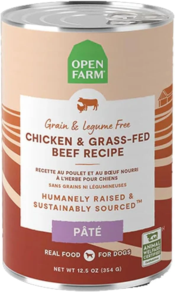 غذای مرطوب سگ با طعم مرغ و گوشت گاو تغذیه شده با علف اوپن فارم - 354 گرم