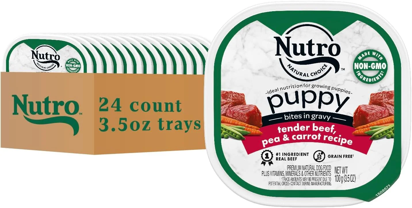 غذای سگ مرطوب نوتریو با طعم خورشت گوشت گاو و سبزیجات برای توله سگ، 100 گرمی