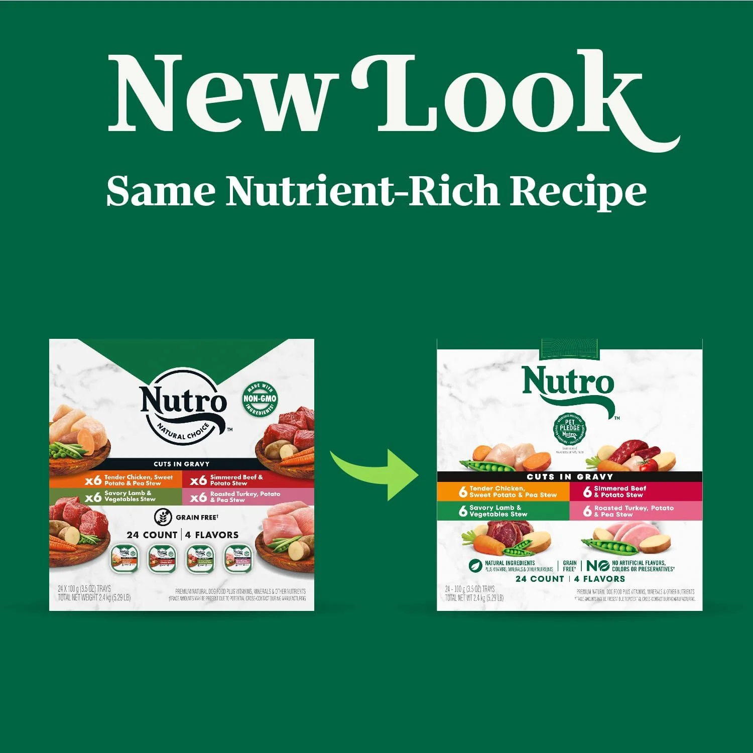 غذای مرطوب سگ نوتریو نچرال چویس با طعم های مختلف در سس گوشت، بسته 24 عددی 3.5 اونسی