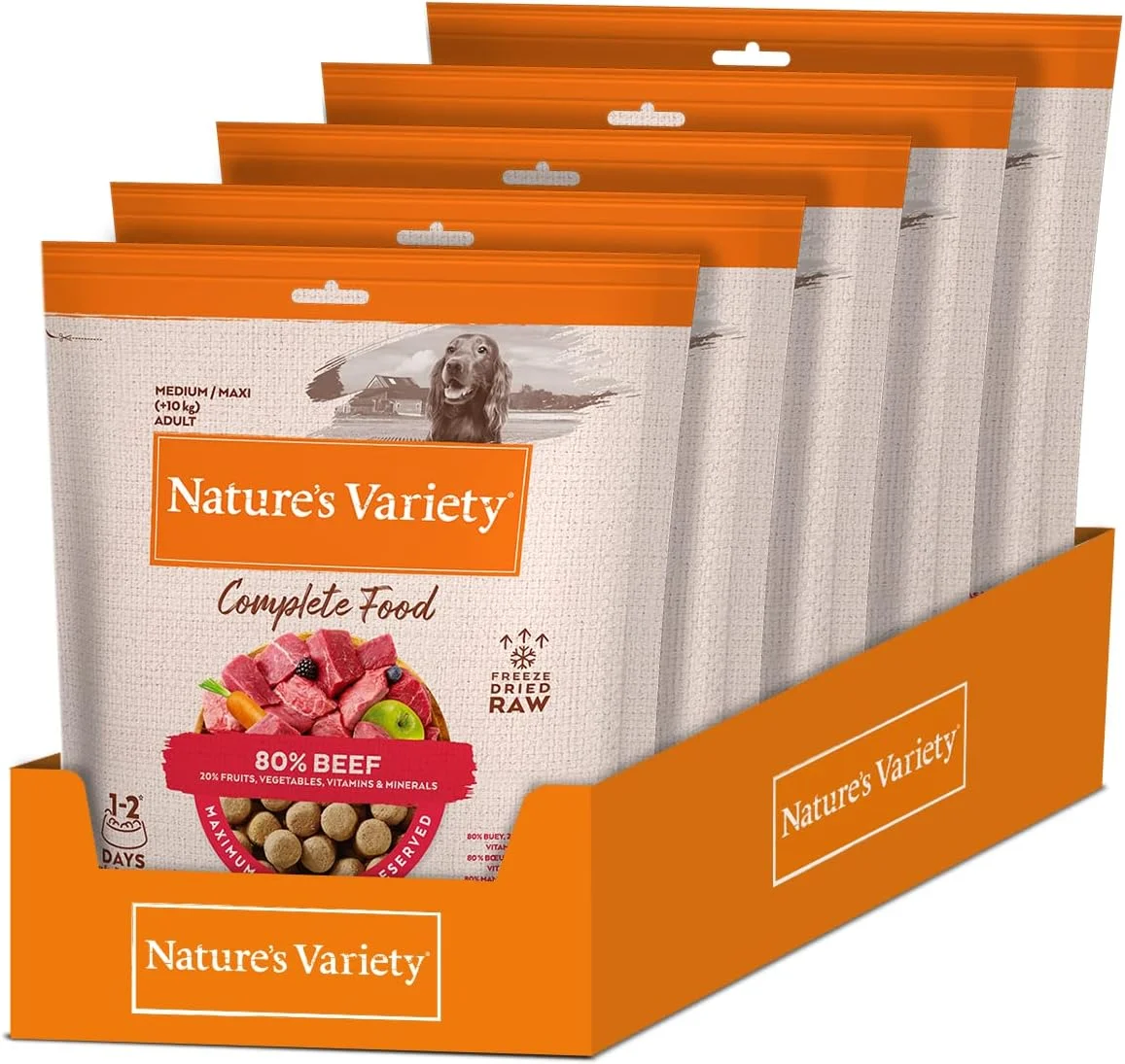 غذای کامل خشک شده با گوشت گاو Nature's Variety مناسب سگ های نژاد متوسط/بزرگ - بسته 5 عددی 250 گرمی غذای کامل خشک شده با گوشت گاو Nature's Variety مناسب سگ های نژاد متوسط/بزرگ - بسته 5 عددی 250 گرمی