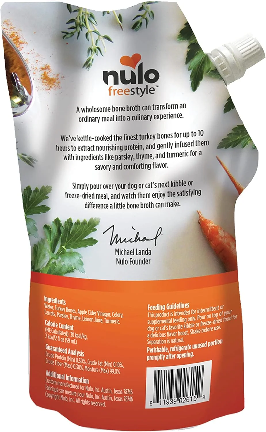 آبگوشت استخوان نولو فری استایل، مکمل غذایی ممتاز برای گربه ها و سگ ها، با کلاژن و کندرویتین سولفات برای کمک به بهبود کیفیت پوست و پوشش حیوان خانگی شما، کیسه 20 FL Oz