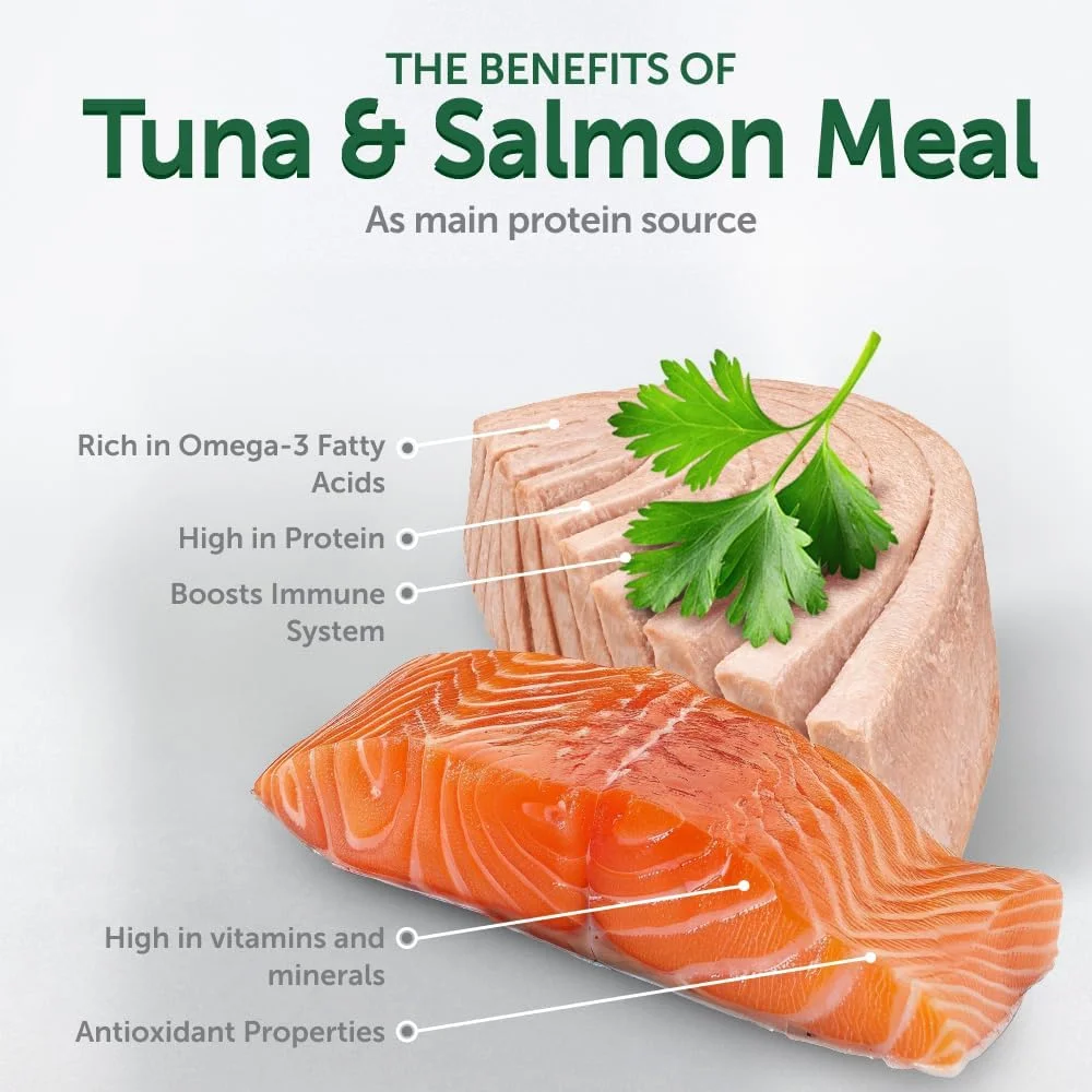 غذای مرطوب سگ نِیچرز پروتکشن سوپریور کِر - ماهی تن و سالمون، سرشار از پروتئین در آب گوشت، برای هضم حساس، پوست و موی سالم، مناسب برای همه نژادها، سگ های با خز سفید (24 بسته 70 گرمی)