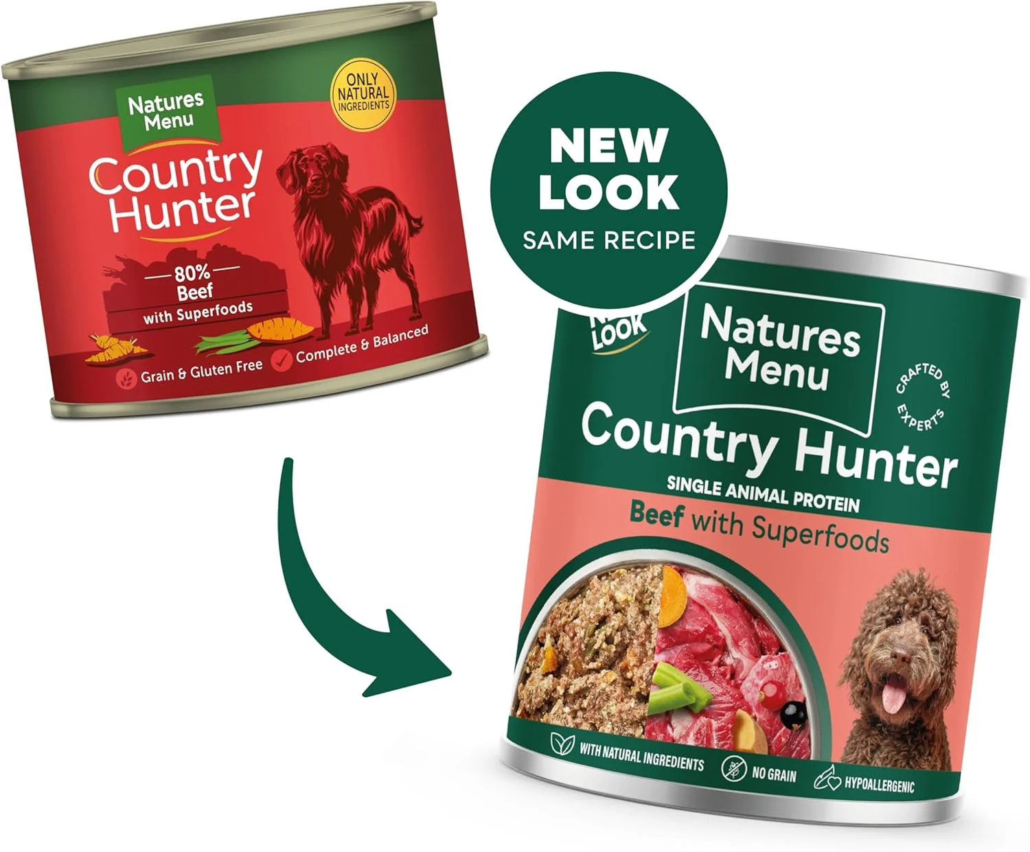 کنسرو غذای سگ نیچرز منو کانتری هانتر با طعم گوشت گاو و سوپرفود (6 عدد 600 گرمی)