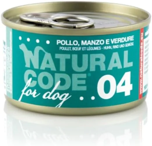 غذای مرطوب سگ با طعم مرغ، گوشت گاو و سبزیجات نچرال کد 04، 90 گرم