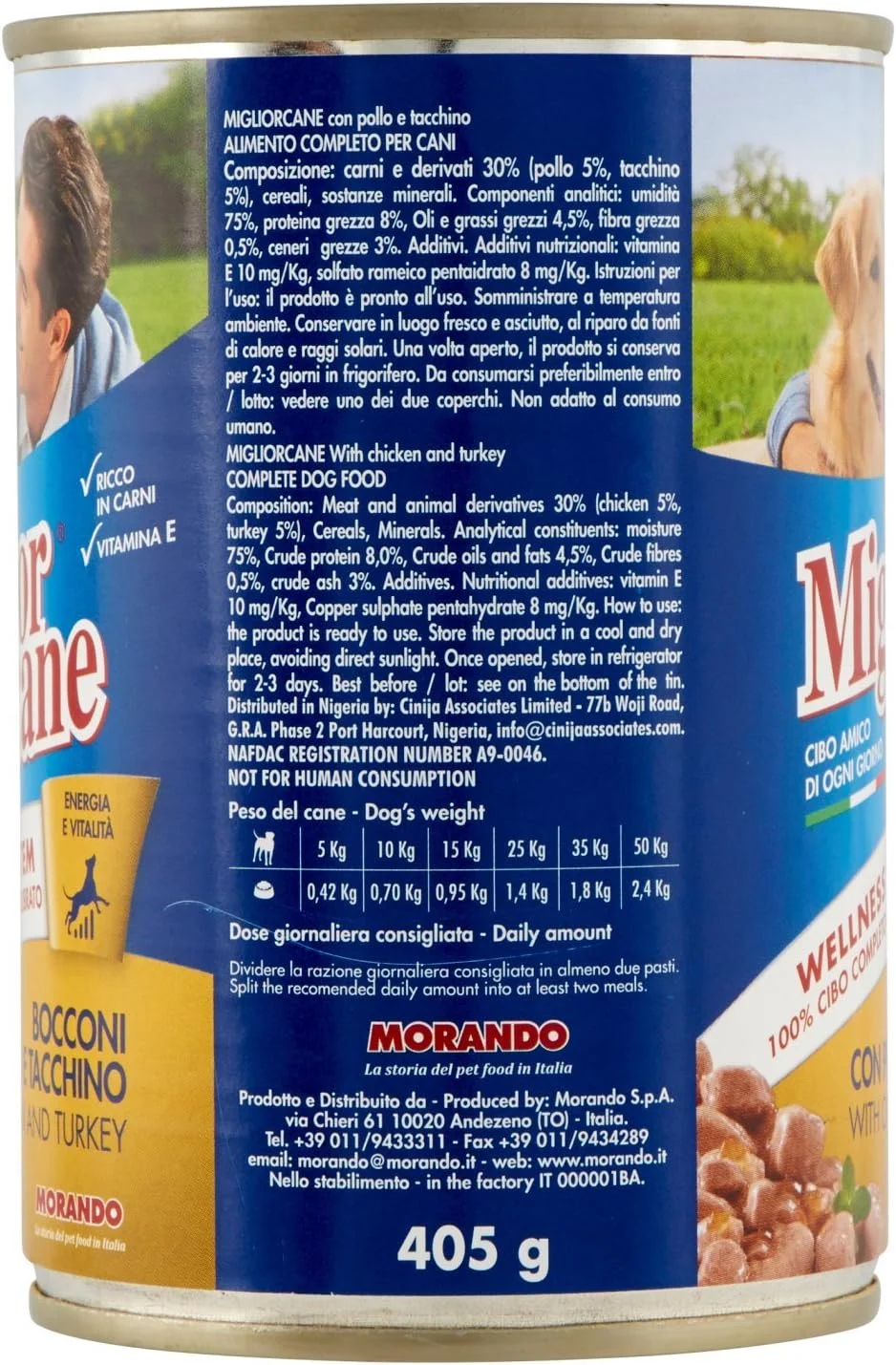 غذای مرطوب سگ با طعم مرغ و بوقلمون Miglior Chunks، وزن 405 گرم