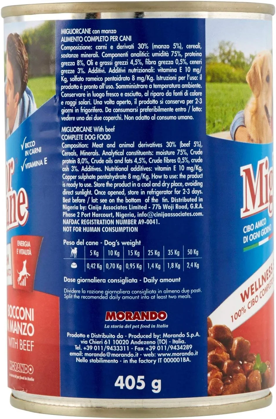 غذای مرطوب سگ با تکه های گوشت گاو Miglior Chunks، ۴۰۵ گرم