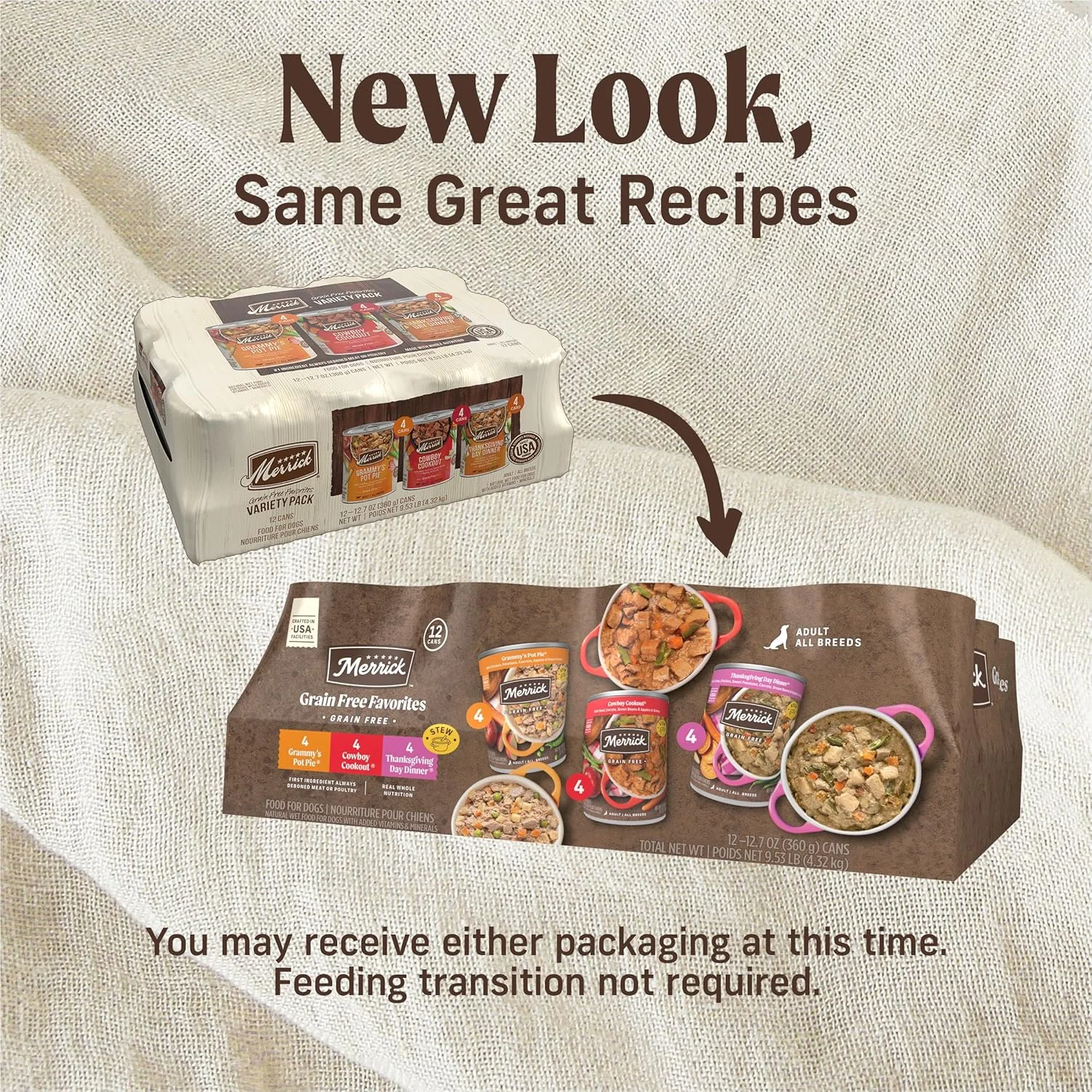 پک متنوع غذای سگ مریک بدون غلات، غذای کنسروی سگ بدون غلات - (12) قوطی 360 گرمی