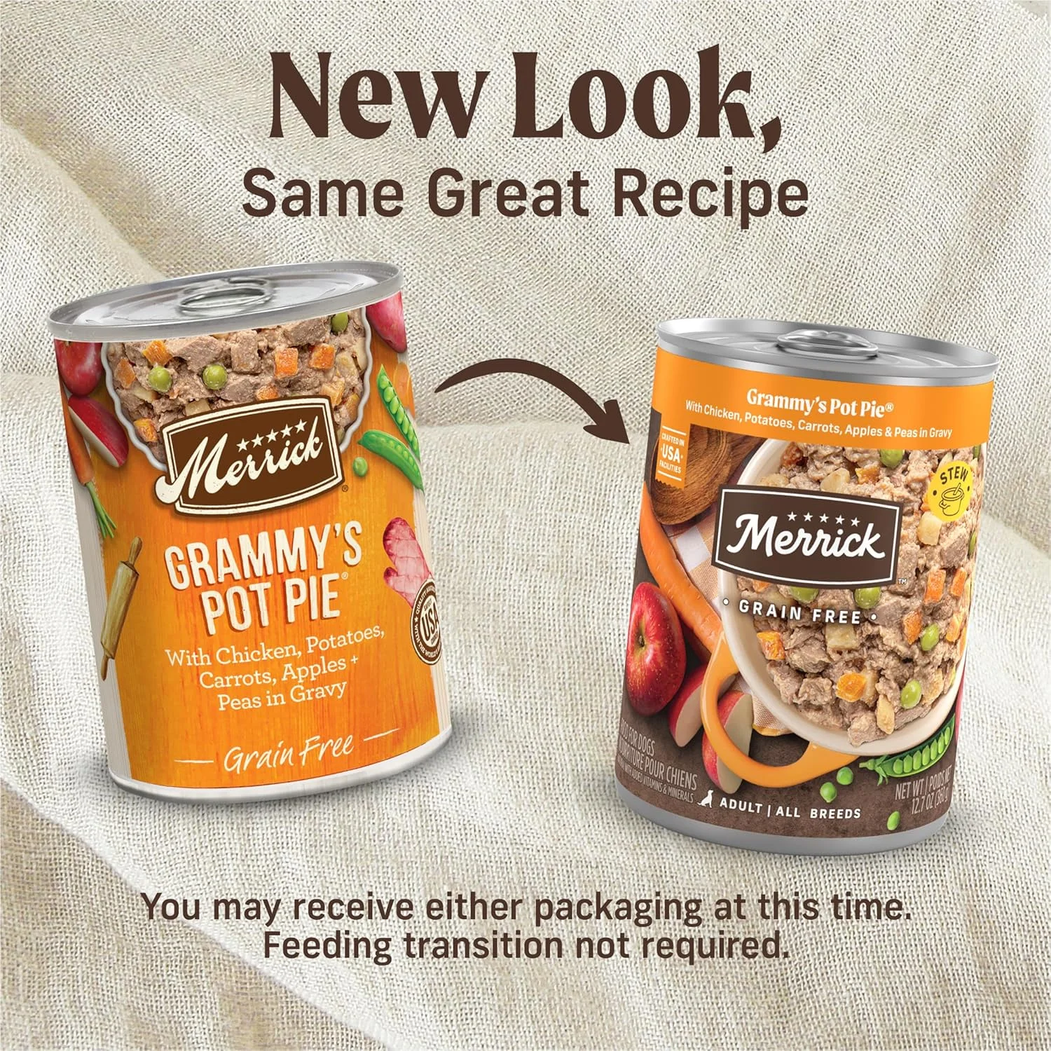 غذای سگ مرطوب بدون غلات مریک، غذای کنسروی ممتاز و سالم بدون گلوتن برای سگ بالغ، پای قابلمه ای مادربزرگ - (بسته 12 عددی) قوطی های 360 گرمی