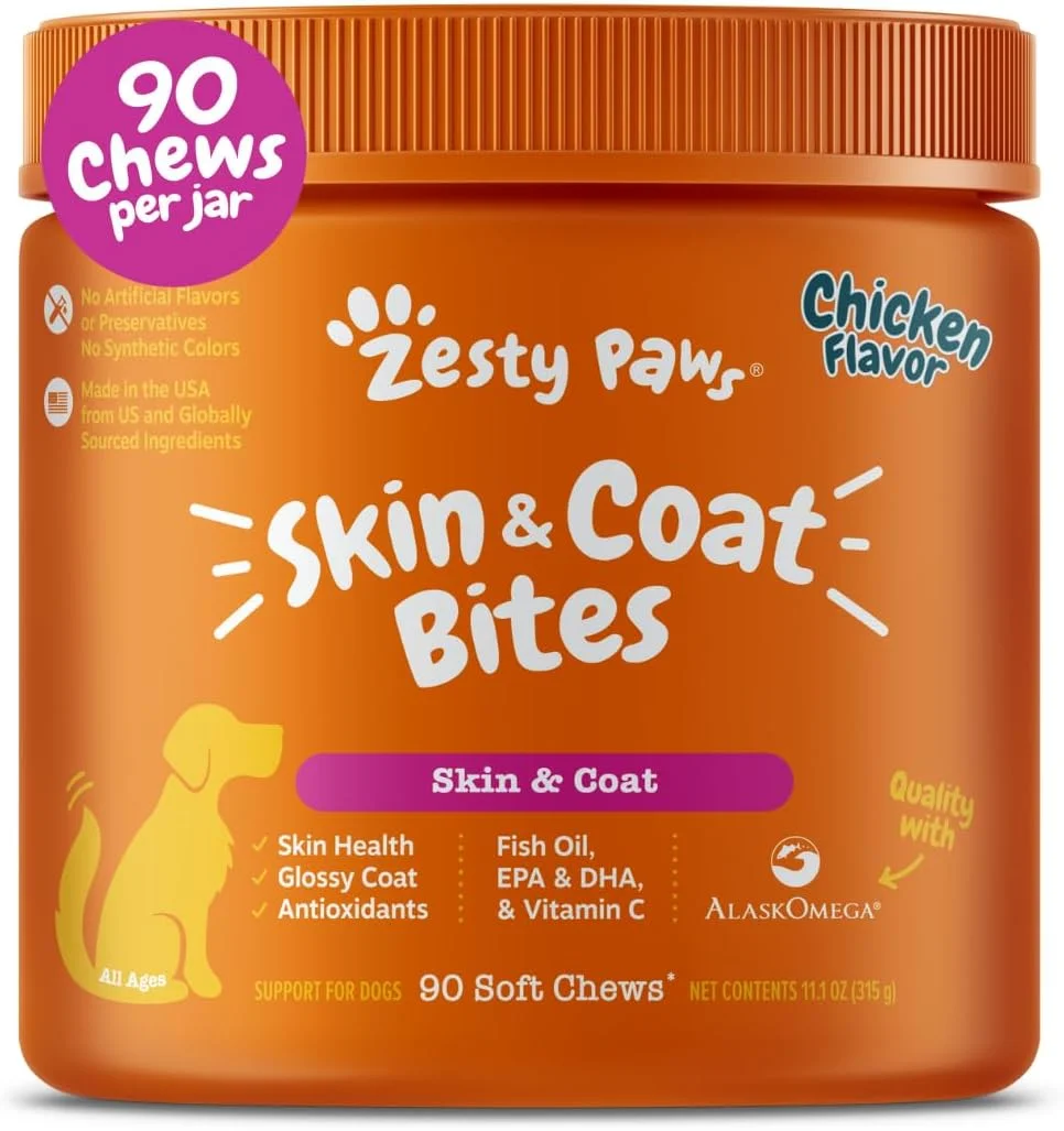 Zesty Paws Omega Bites طعم مرغ، 90 عدد