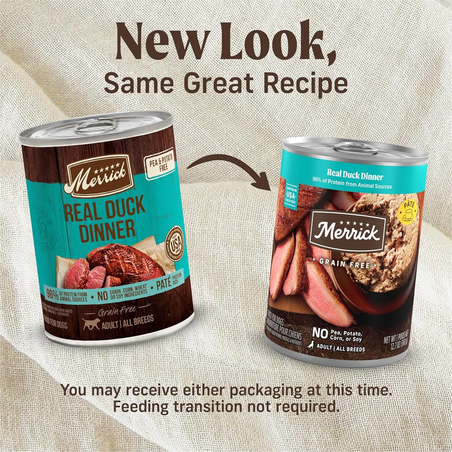 غذای مرطوب سگ بدون غلات مریک، غذای کنسروی سگ با طعم اردک واقعی - (12) قوطی 360 گرمی