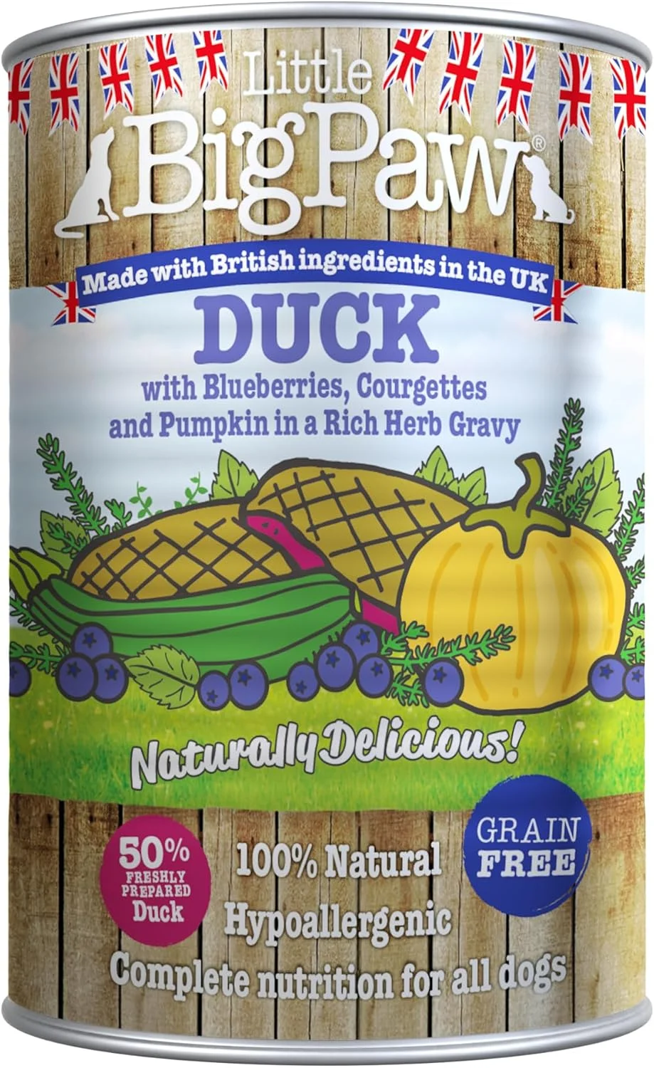 کنسرو غذای سگ با طعم اردک Little Big Paw، وزن 390 گرم