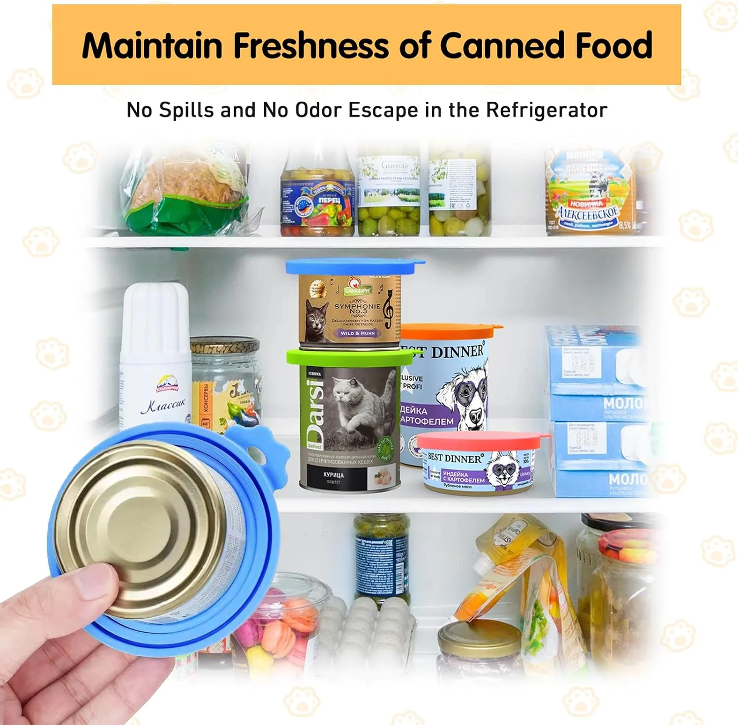 پک چهارتایی درب قوطی حیوانات خانگی Lydia's Deal، درب قوطی سیلیکونی جهانی بدون BPA و قابل شستشو در ماشین ظرفشویی، مناسب برای اکثر قوطی های استاندارد غذای سگ و گربه