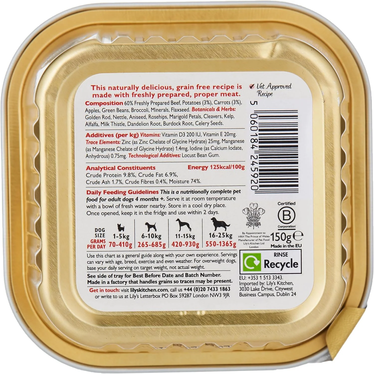 غذای مرطوب سگ پای کلبه ای لیلیز کیچن (150 گرم)