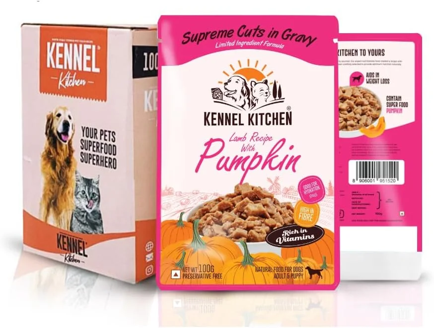 کنسرو غذای سگ با طعم بره و کدو تنبل کنل کیچن Supreme Cuts in Gravy، 100 گرمی (بسته 12 عددی). غذای مرطوب سگ برای سگ های بالغ و توله سگ