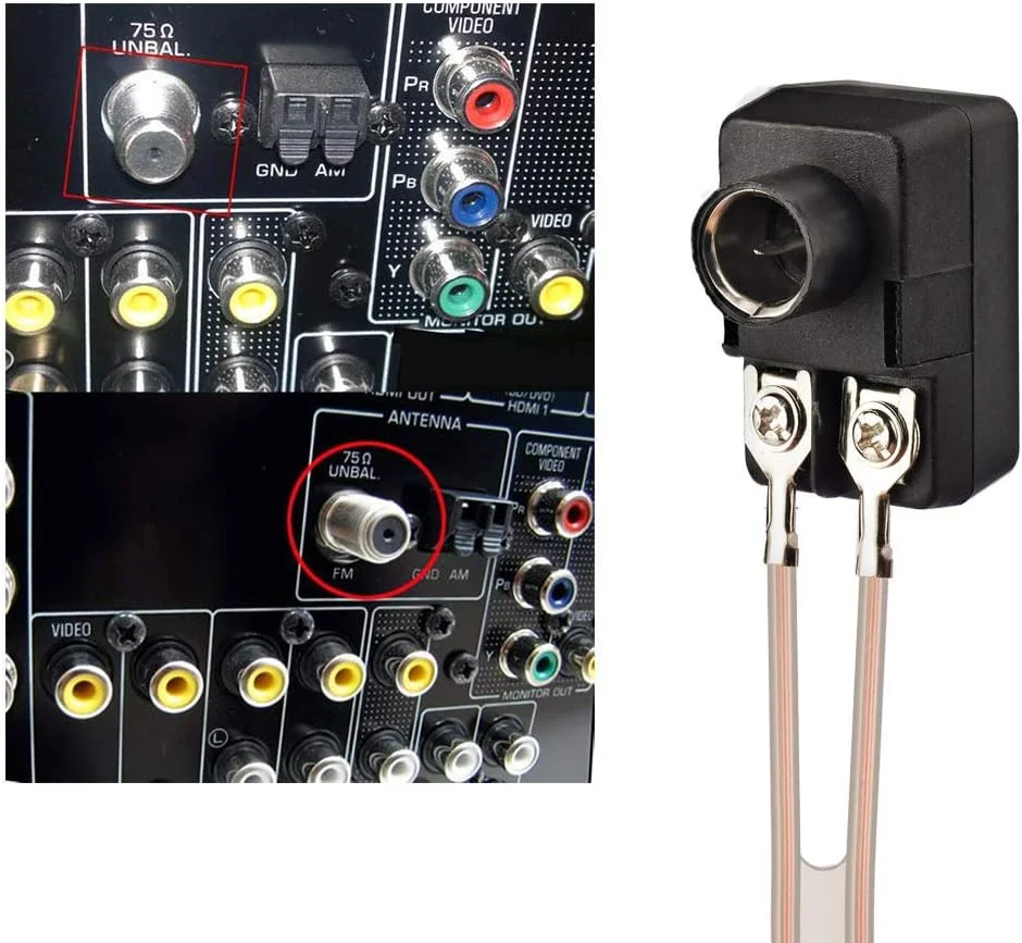 آنتن داخلی FM بینگفو، آنتن پرتابی کابلی T-شکل و آداپتور ترانسفورماتور پلاگین F از 300 به 75 اهم برای بهبود دریافت استریو FM