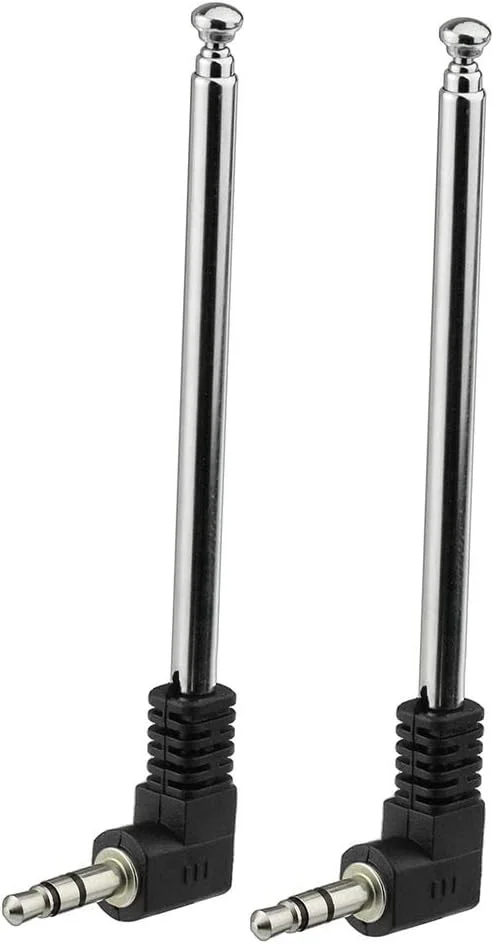 آنتن رادیویی FM کوچک Bingfu، آنتن تلسکوپی FM نر 3.5 میلی متری قابل حمل، بسته 2 عددی سازگار با گیرنده استریو داخلی، گیرنده صوتی و تصویری AV، سینمای خانگی، تلفن همراه، رادیو Bose