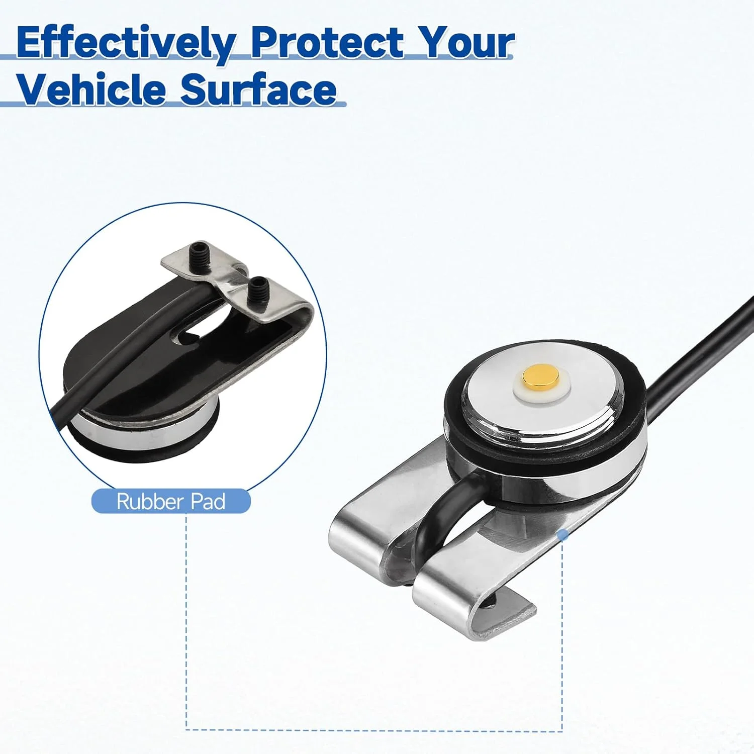 آنتن رادیویی CB خودرو Bingfu، پایه NMO، براکت نصب ثابت لبه‌ای با کابل 5 متری RG58 و کانکتور نری UHF PL259 برای خودرو، کامیون، رادیو CB، رادیو آماتور، رادیو موبایل