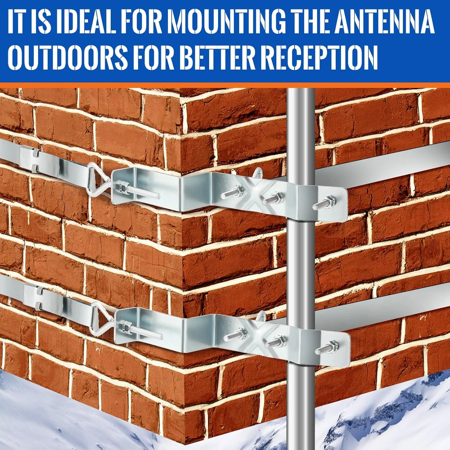 کیت پایه آنتن Blulu، پایه دودکش، براکت های فولادی ضد زنگ و تسمه های فولادی گالوانیزه سنگین 12 فوتی قابل تنظیم، پایه دودکش نوع Z مناسب برای دودکش ها تا قطر 12 فوت