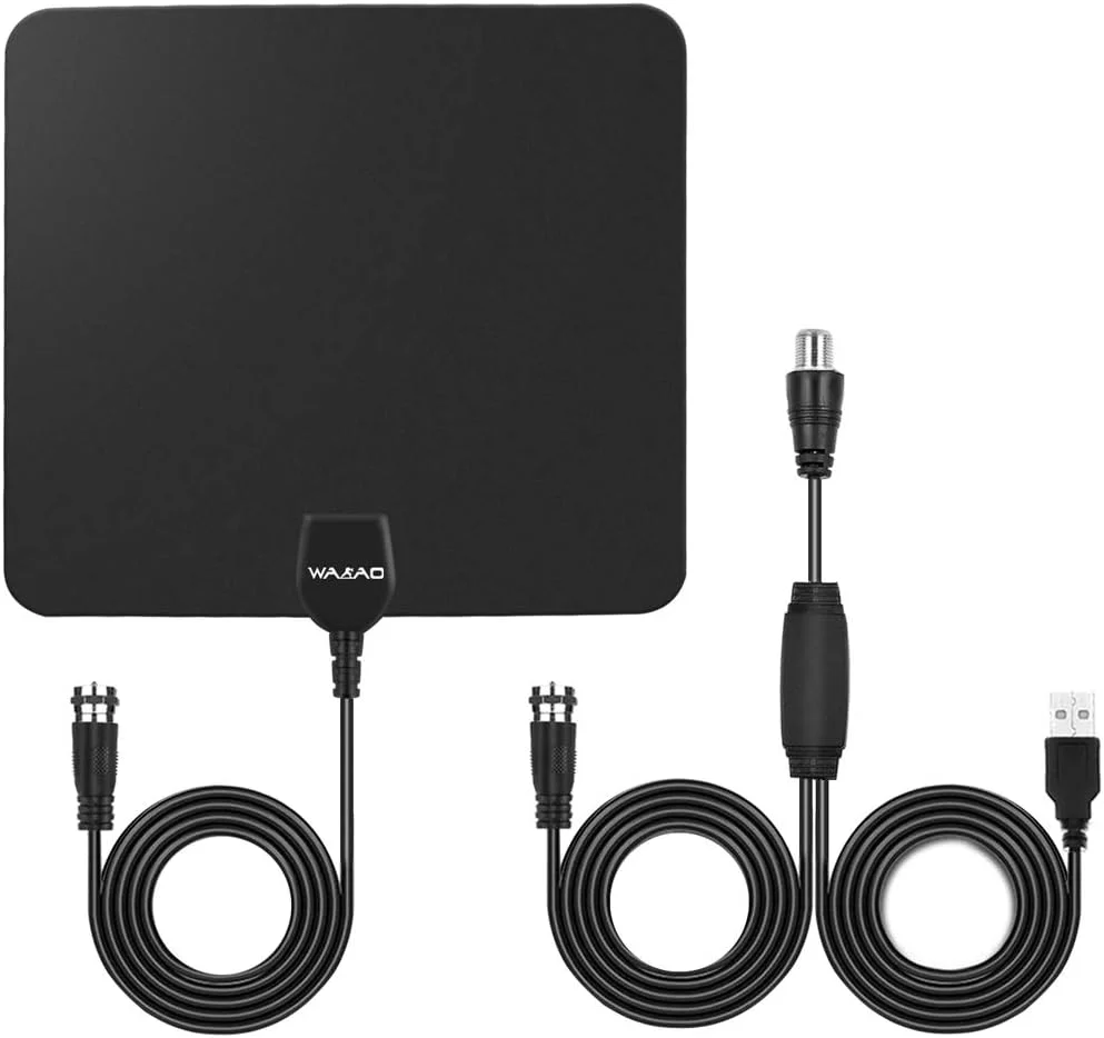 آنتن تلویزیون دیجیتال HD فوق العاده نازک داخلی CHENCHUAN Consumer Elextronics با تقویت کننده برد بلند 50 مایل (مشکی) کابل آنتن تلویزیون (رنگ: مشکی)
