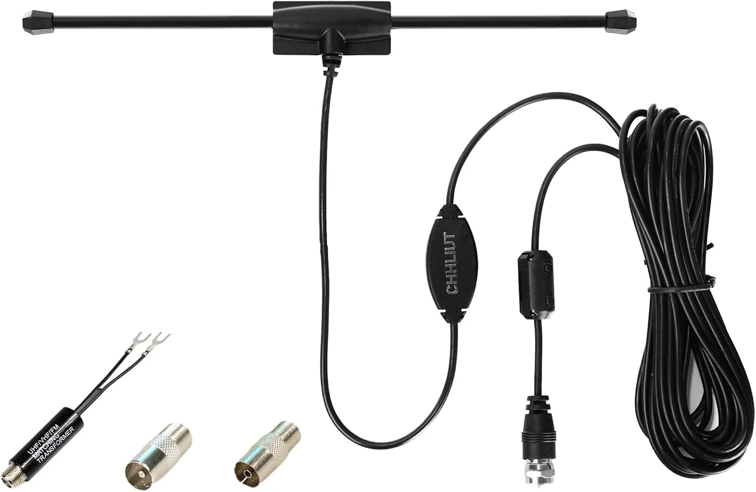 آنتن دوقطبی رادیو FM جهانی CHHLIUT با دوشاخه نر پیچی F برای گیرنده استریو صوتی AV خانگی داخلی 75 اهم 5 متر