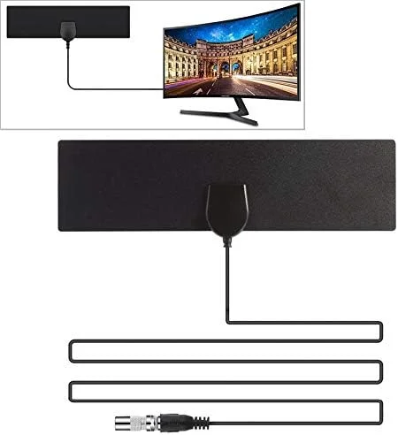 آنتن تلویزیون الکترونیکی مصرفی CHENCHUAN، برد 25 مایل، 28dBi، آنتن دیجیتال HDTV تقویت شده داخلی/خارجی با کابل کواکسیال 3.7 متری و آداپتور IEC