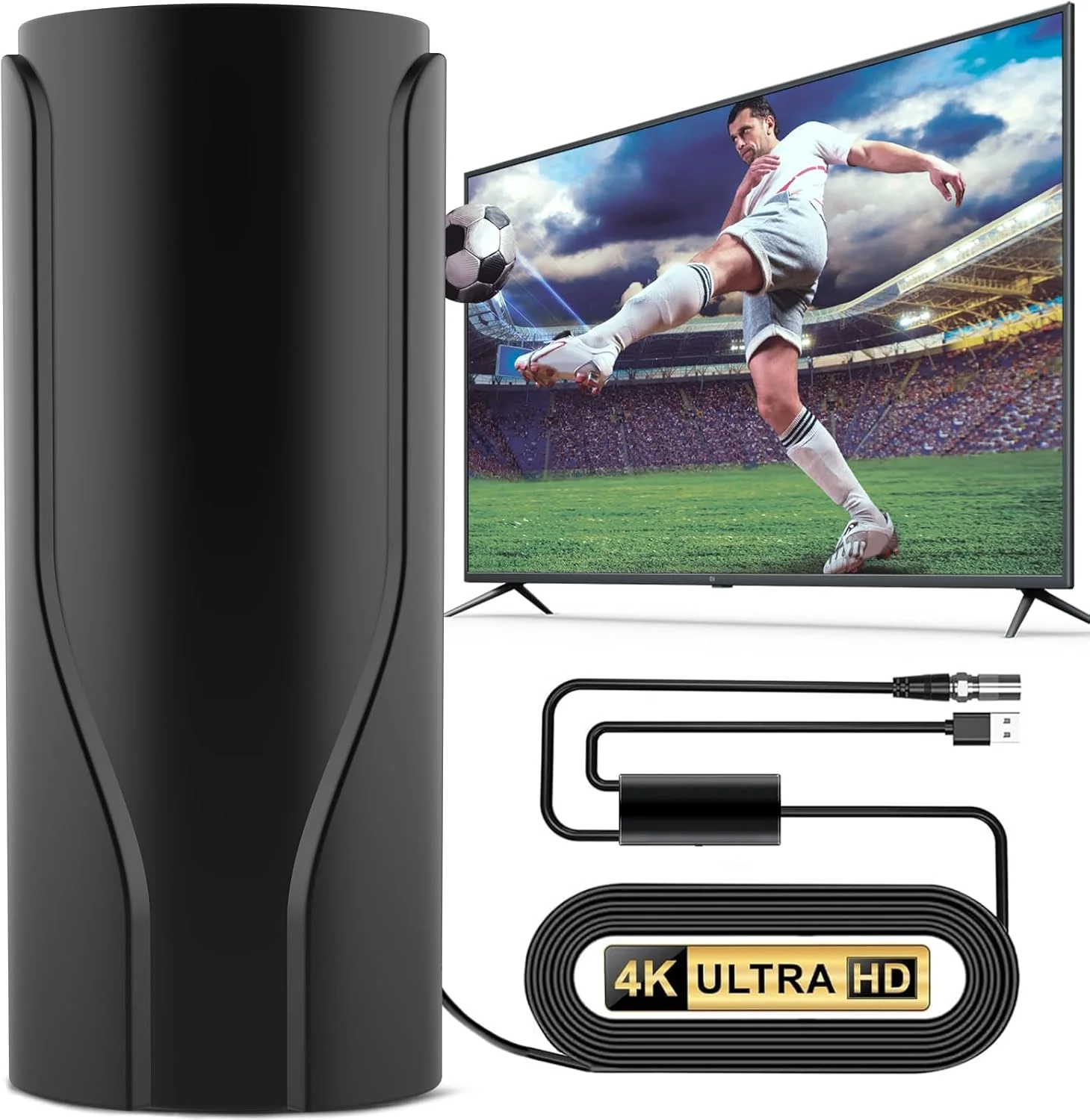 آنتن تلویزیون ارتقا یافته Chriari 2025 برای تلویزیون های هوشمند و قدیمی - برد 1400+ مایل، آنتن دیجیتال HD داخلی/خارجی با تقویت کننده و تقویت کننده سیگنال، کابل کواکسیال 32 فوتی، پشتیبانی از رزولوشن 8K، 4K، 1080p، مشکی