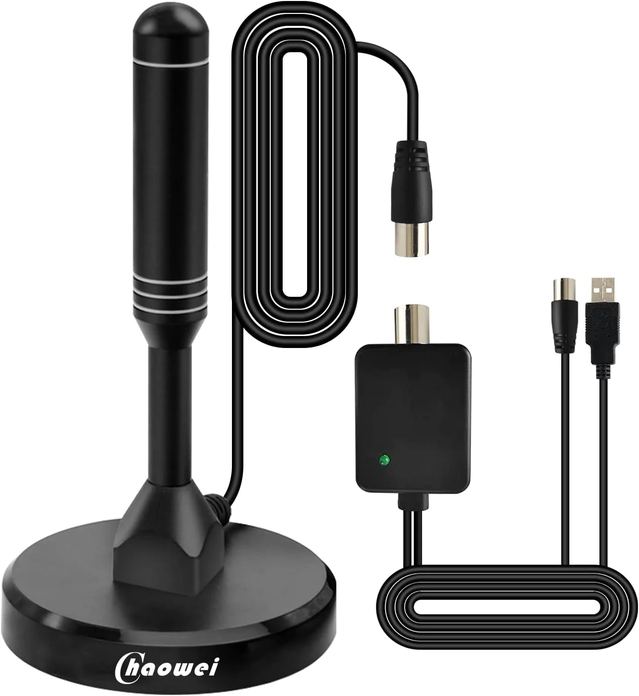 تقویت کننده آنتن Chaowei dvb-t2 با پایه مغناطیسی برای استفاده در فضای باز و داخل خانه، آنتن 120 مایلی dvbt2 فعال با تقویت کننده خارجی، کابل کواکسیال 6.5 فوت