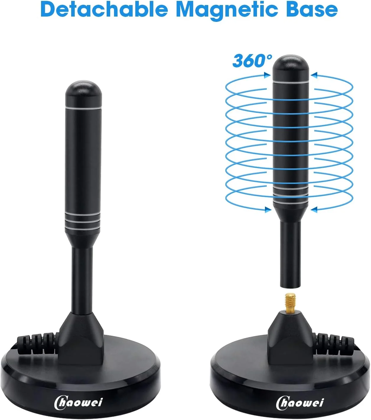 تقویت کننده آنتن Chaowei dvb-t2 با پایه مغناطیسی برای استفاده در فضای باز و داخل خانه، آنتن 120 مایلی dvbt2 فعال با تقویت کننده خارجی، کابل کواکسیال 6.5 فوت