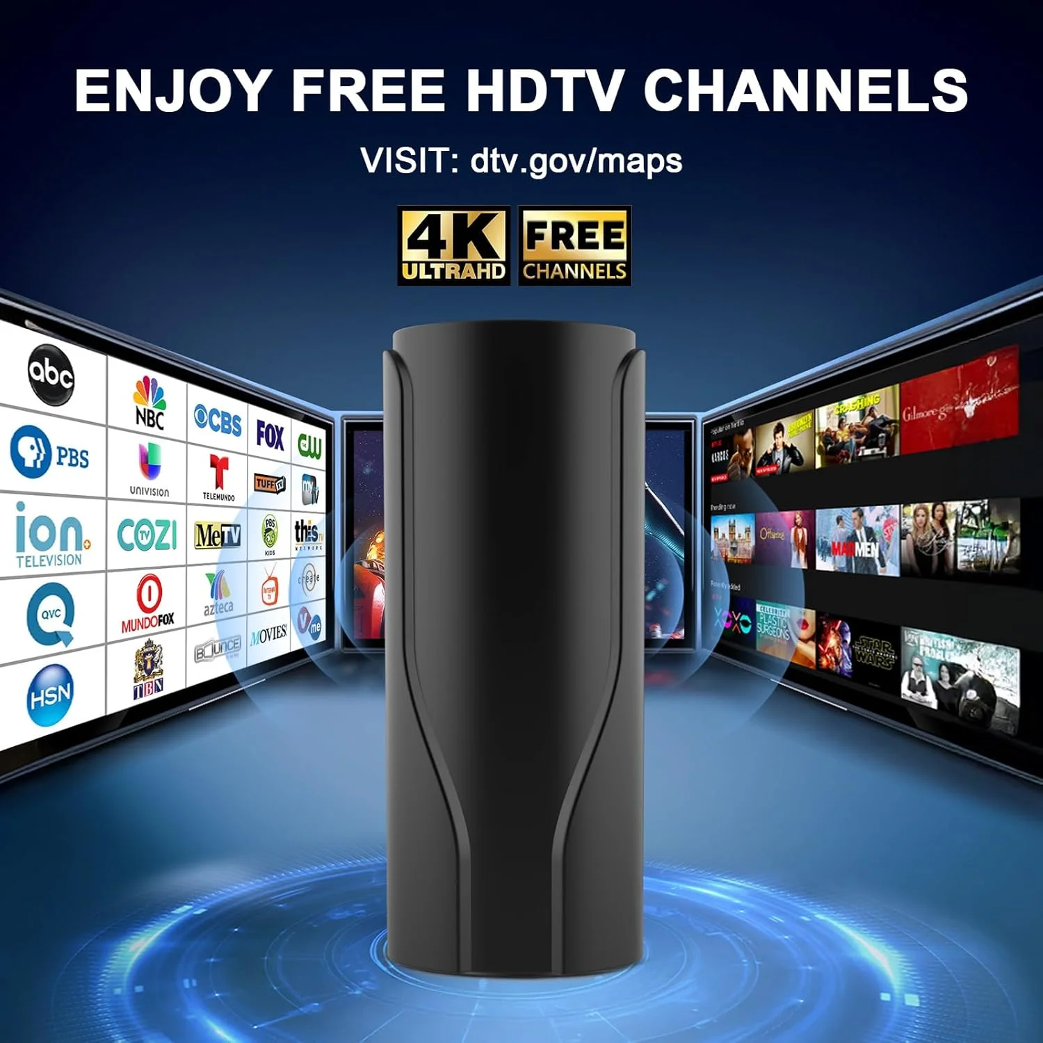 آنتن تلویزیون ارتقا یافته Chriari 2025 برای تلویزیون های هوشمند و قدیمی - برد 1400+ مایل، آنتن دیجیتال HD داخلی/خارجی با تقویت کننده و تقویت کننده سیگنال، کابل کواکسیال 32 فوتی، پشتیبانی از رزولوشن 8K، 4K، 1080p، مشکی