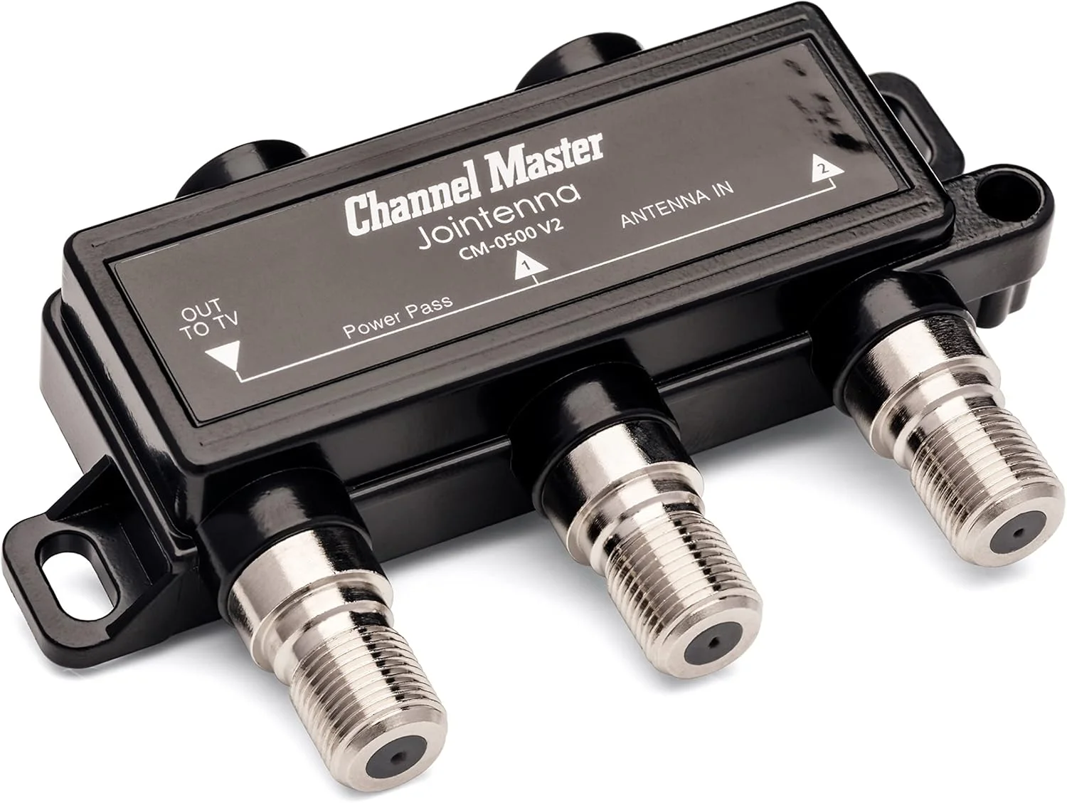 ترکیب کننده آنتن Channel Master JOINtenna - ترکیب سیگنال ها از 2 آنتن HDTV دیجیتال، دو ورودی و یک خروجی، عبور برق برای پیش تقویت کننده ها و تقویت کننده ها، فیلتر LTE داخلی، طراحی کم تلفات، داخلی/خارجی