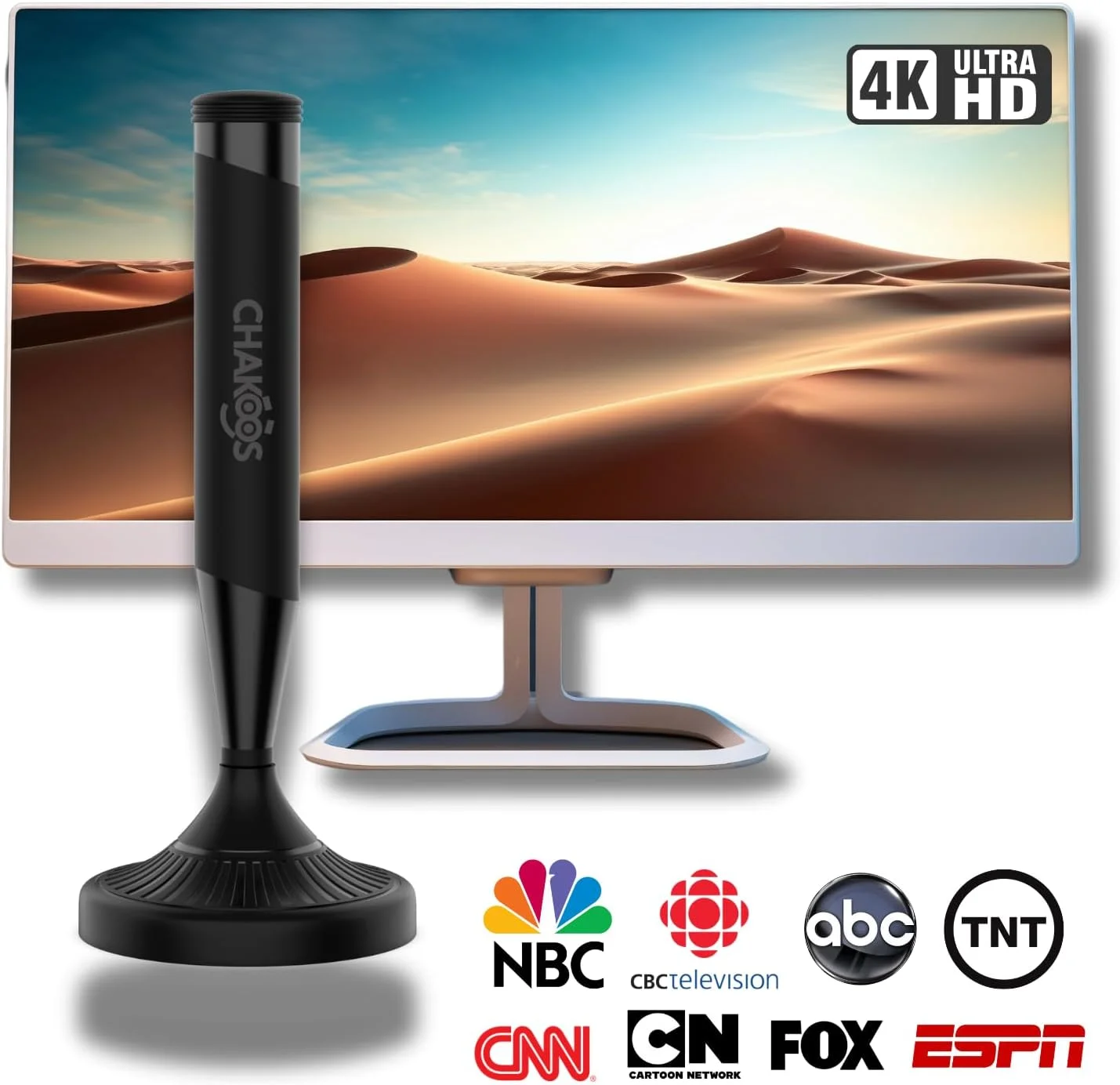 آنتن تلویزیون داخلی CHAKOOS برای گیرنده سیگنال تلویزیون دیجیتال، با کانکتور F نر، پایه مغناطیسی