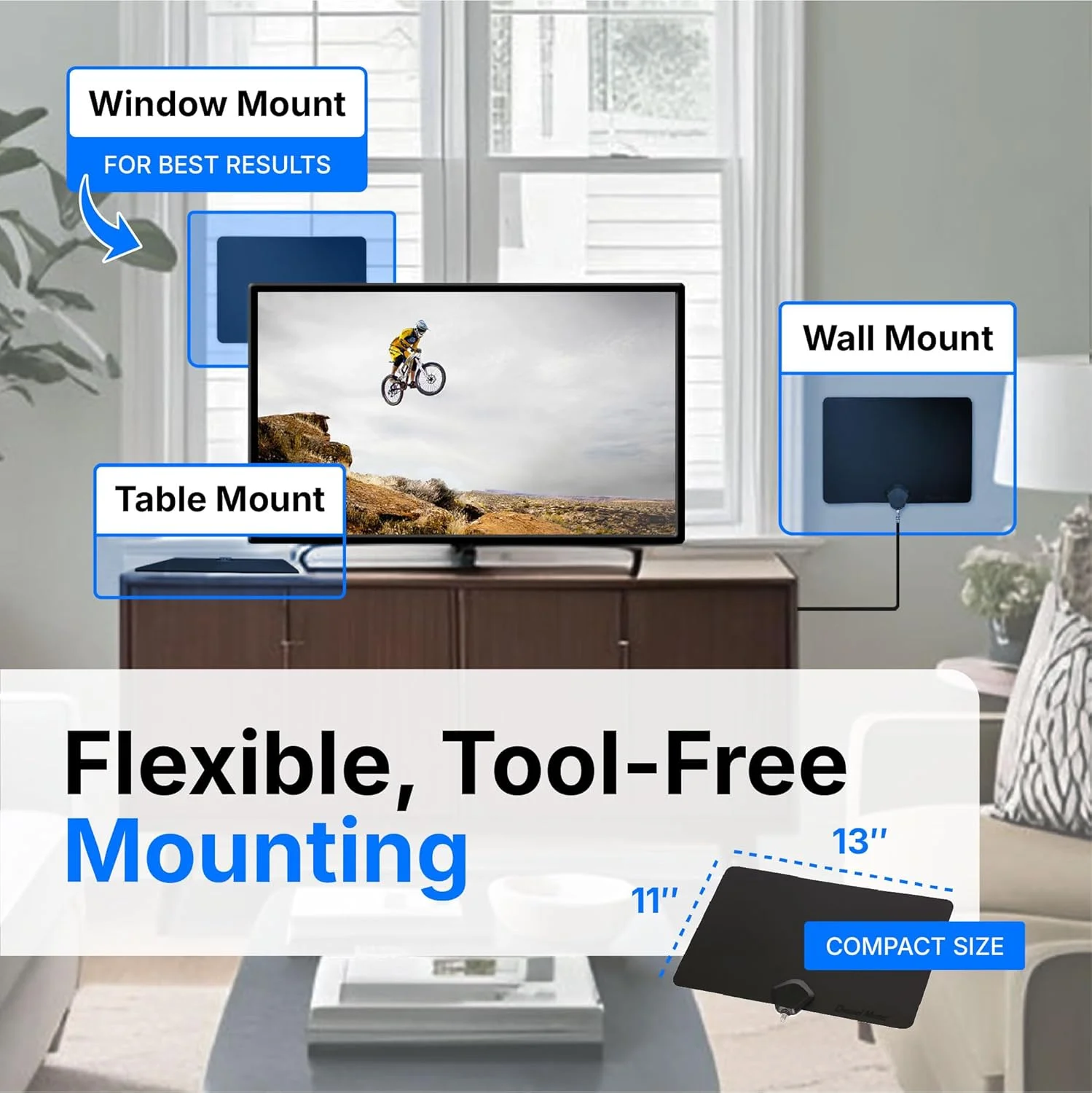 آنتن تلویزیون داخلی فوق العاده نازک Channel Master FLATenna Duo با برد 35 مایل - دو طرفه مشکی یا سفید - CM-4001HDBW آنتن تلویزیون داخلی فوق العاده نازک Channel Master FLATenna Duo با برد 35 مایل - دو طرفه مشکی یا سفید - CM-4001HDBW