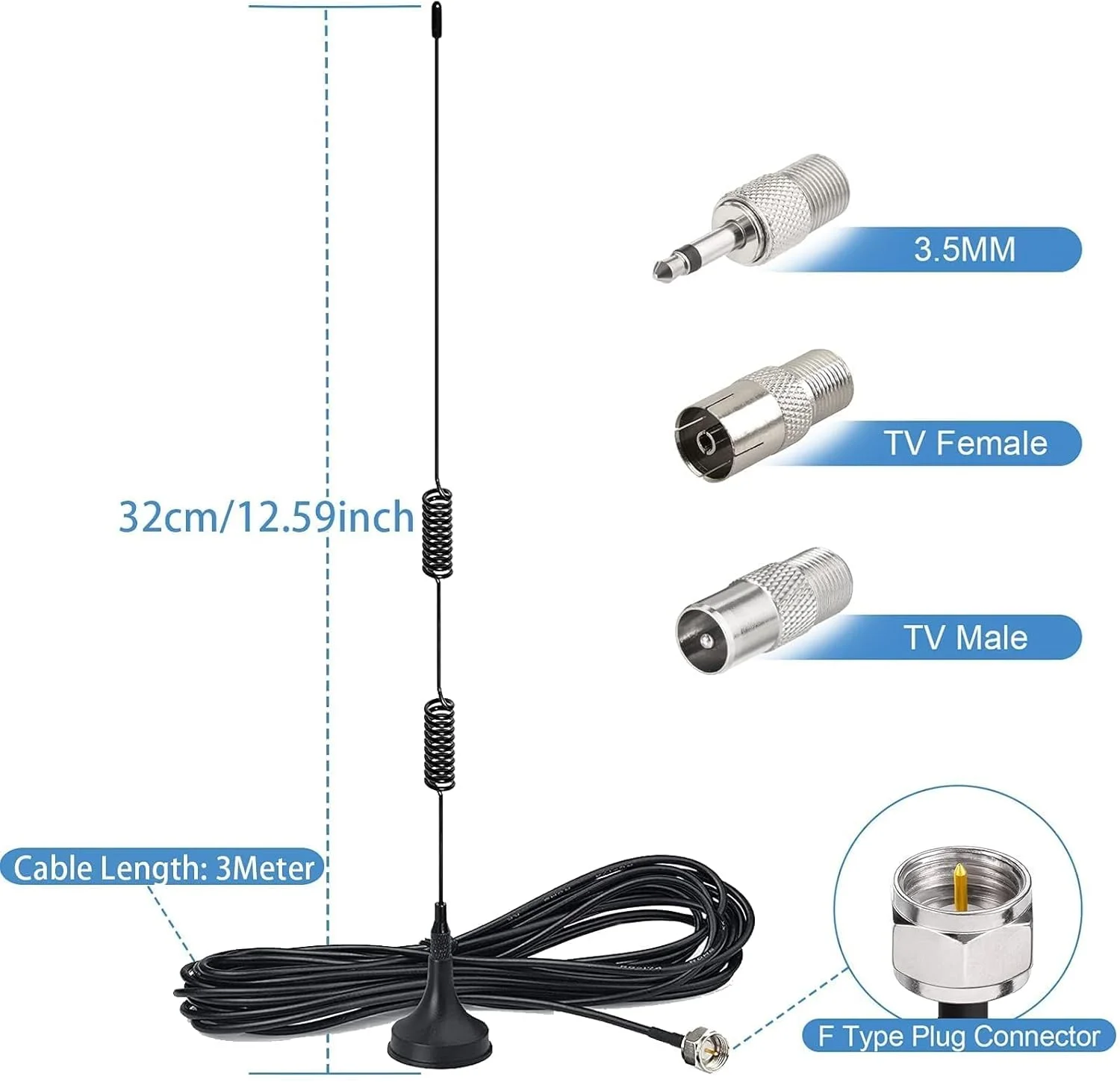 آنتن DAB FM Bingfu با پایه مغناطیسی برای گیرنده استریو بلوتوث رادیویی دیجیتال DAB FM داخلی Denon Pioneer Marantz Sherwood، گیرنده صوتی و تصویری سینمای خانگی